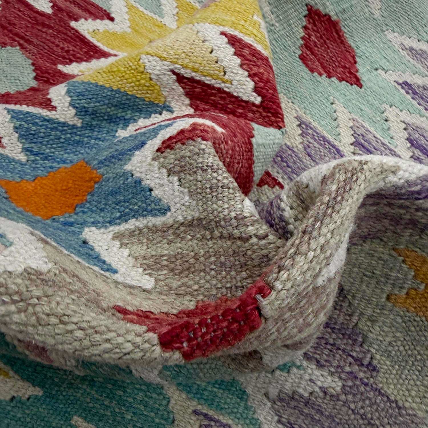 Hand Knotted Afghan Style Kilim 2' 7" x 4' 0" ft / 79 x 123 cm - No. R39001