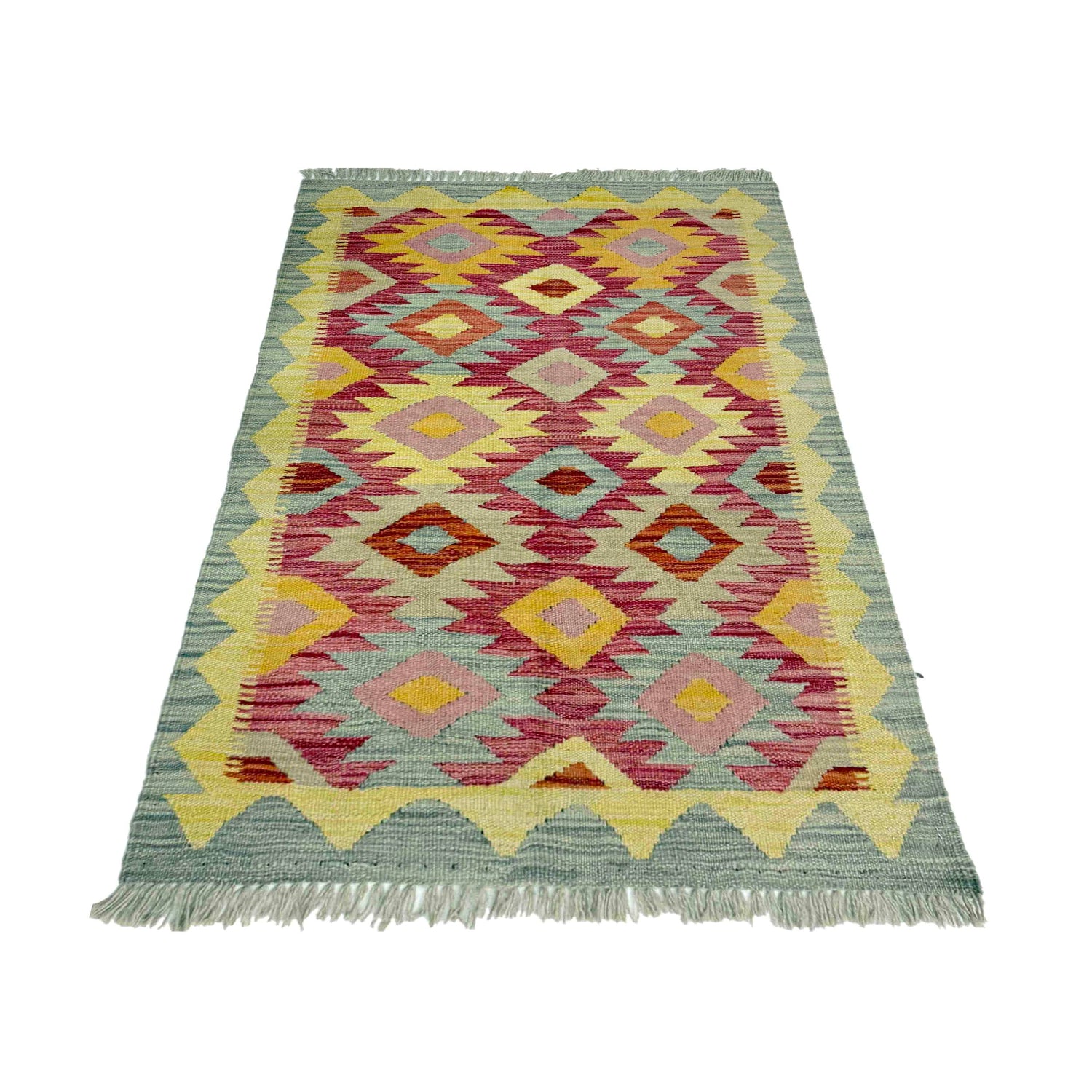 Hand Woven Wool Kelim 2' 5" x 4' 0" ft / 74 x 122 cm - No. R39002