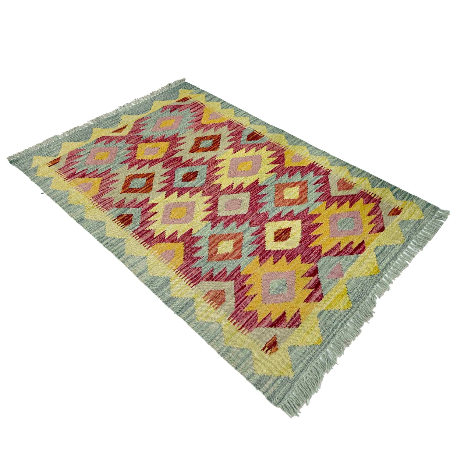 Hand Woven Wool Kelim 2' 5" x 4' 0" ft / 74 x 122 cm - No. R39002