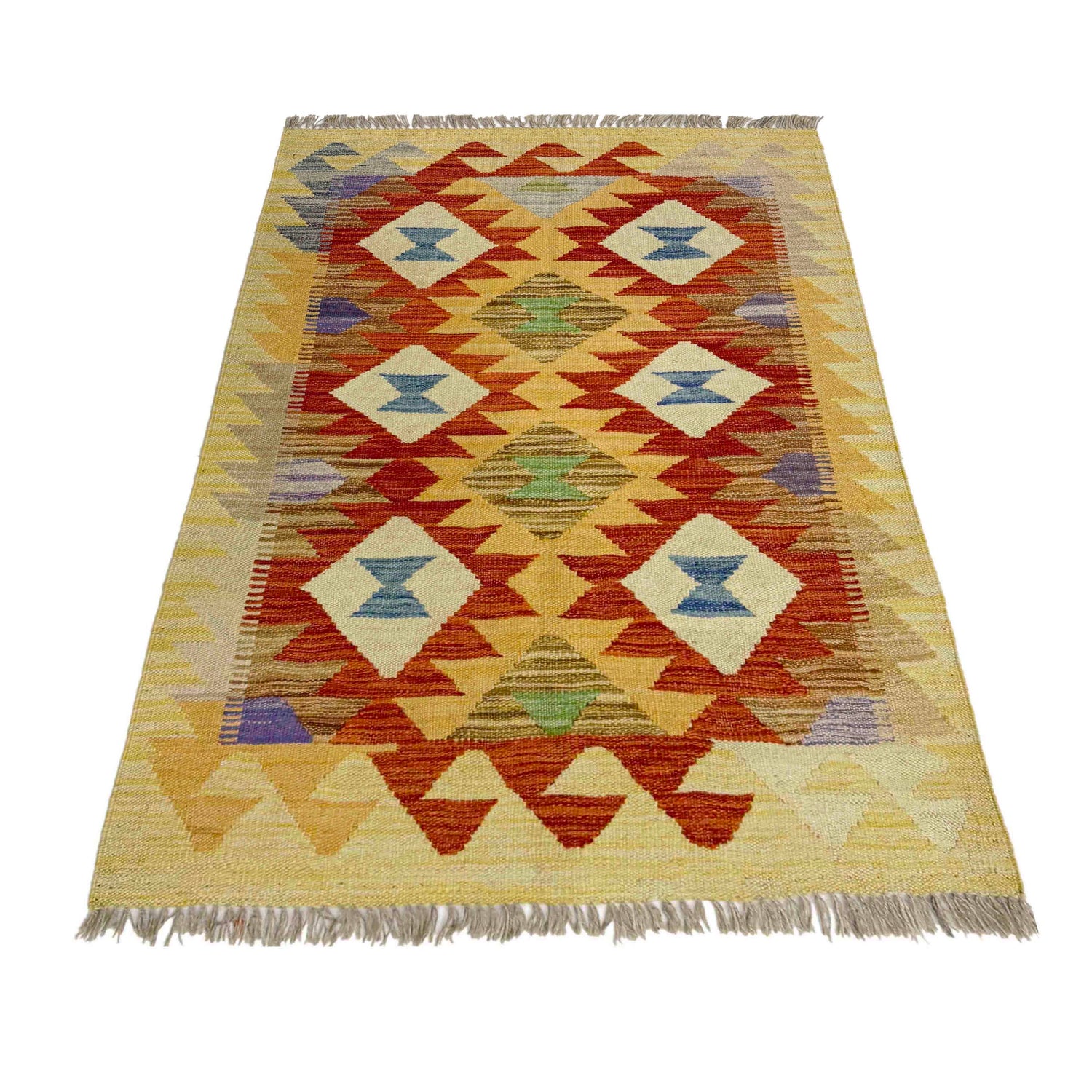 Handmade Turkish Design Wool Kilim 2' 8" x 4' 2" ft / 82 x 126 cm - No. R39003