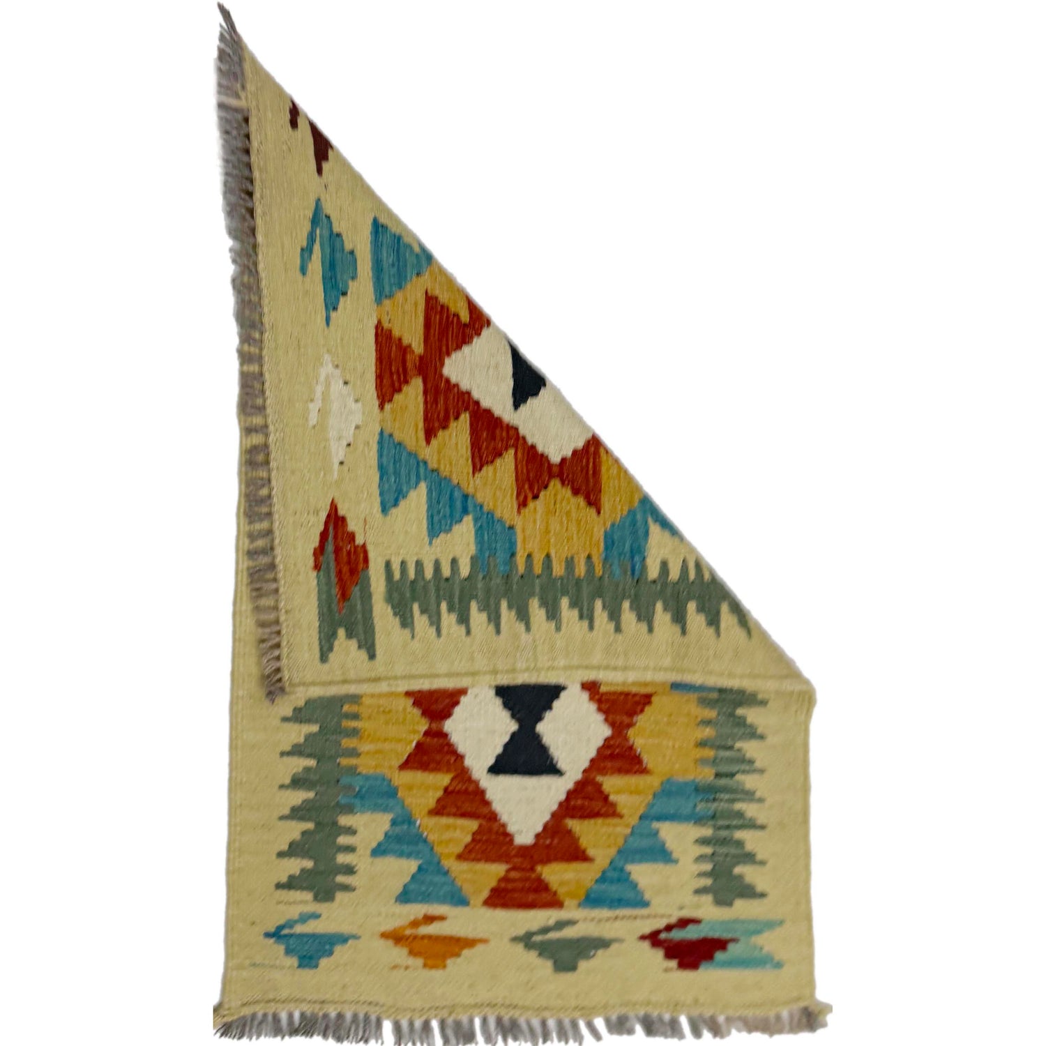 Hand Knotted Afghan Style Kilim 2' 0" x 2' 11" ft / 60 x 90 cm - No. R39010
