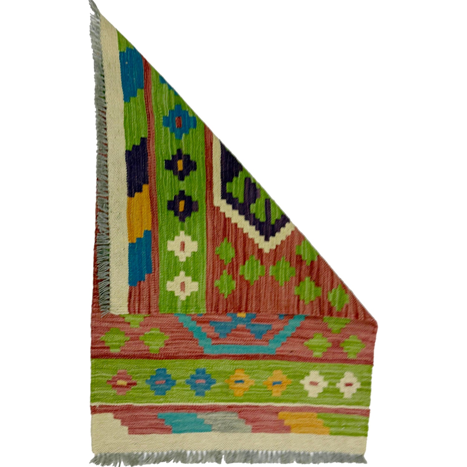 Handmade Turkish Design Wool Kilim 2' 1" x 3' 0" ft / 63 x 90 cm - No. R39013