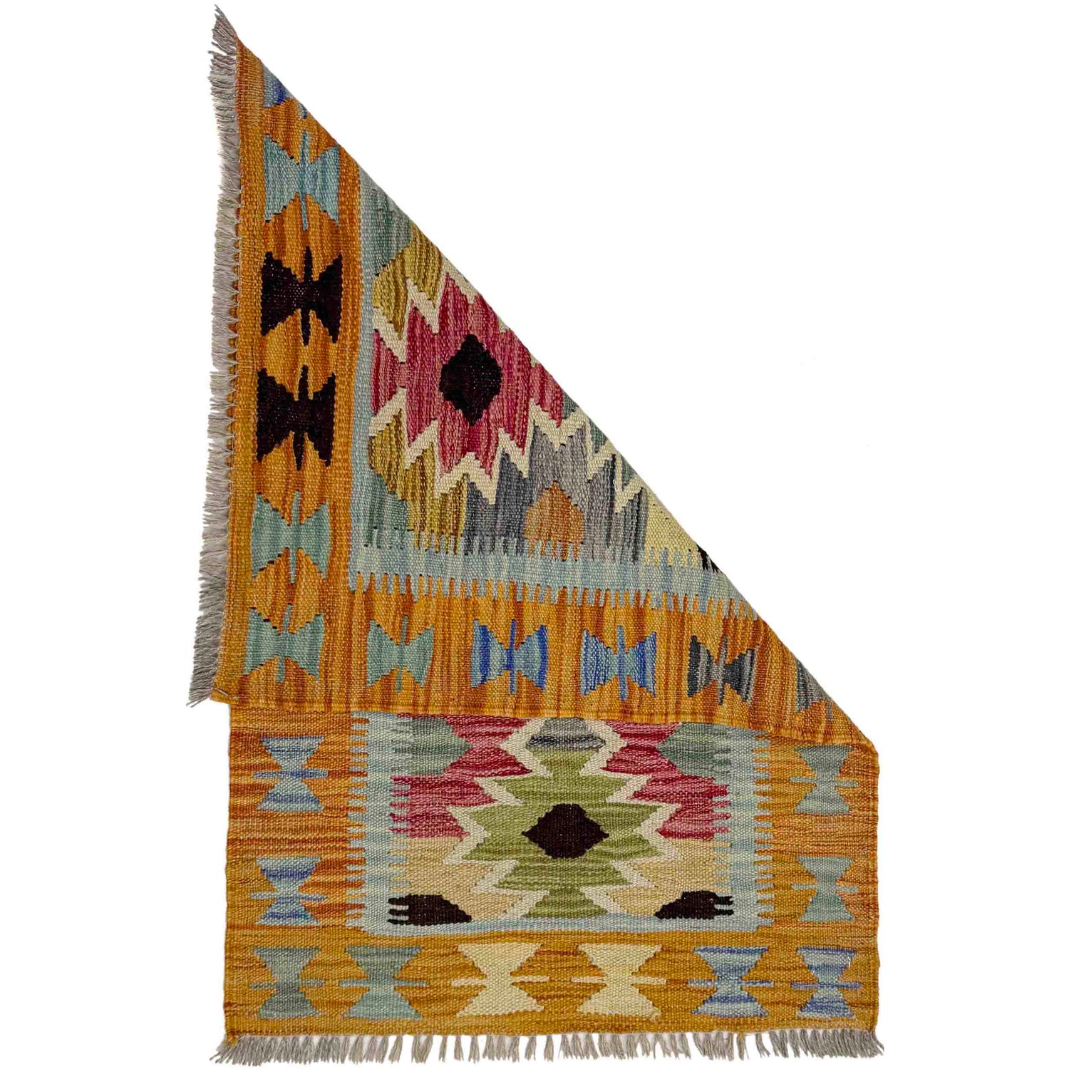 Hand Knotted Afghan Style Kilim 2' 0" x 3' 1" ft / 62 x 94 cm - No. R39015
