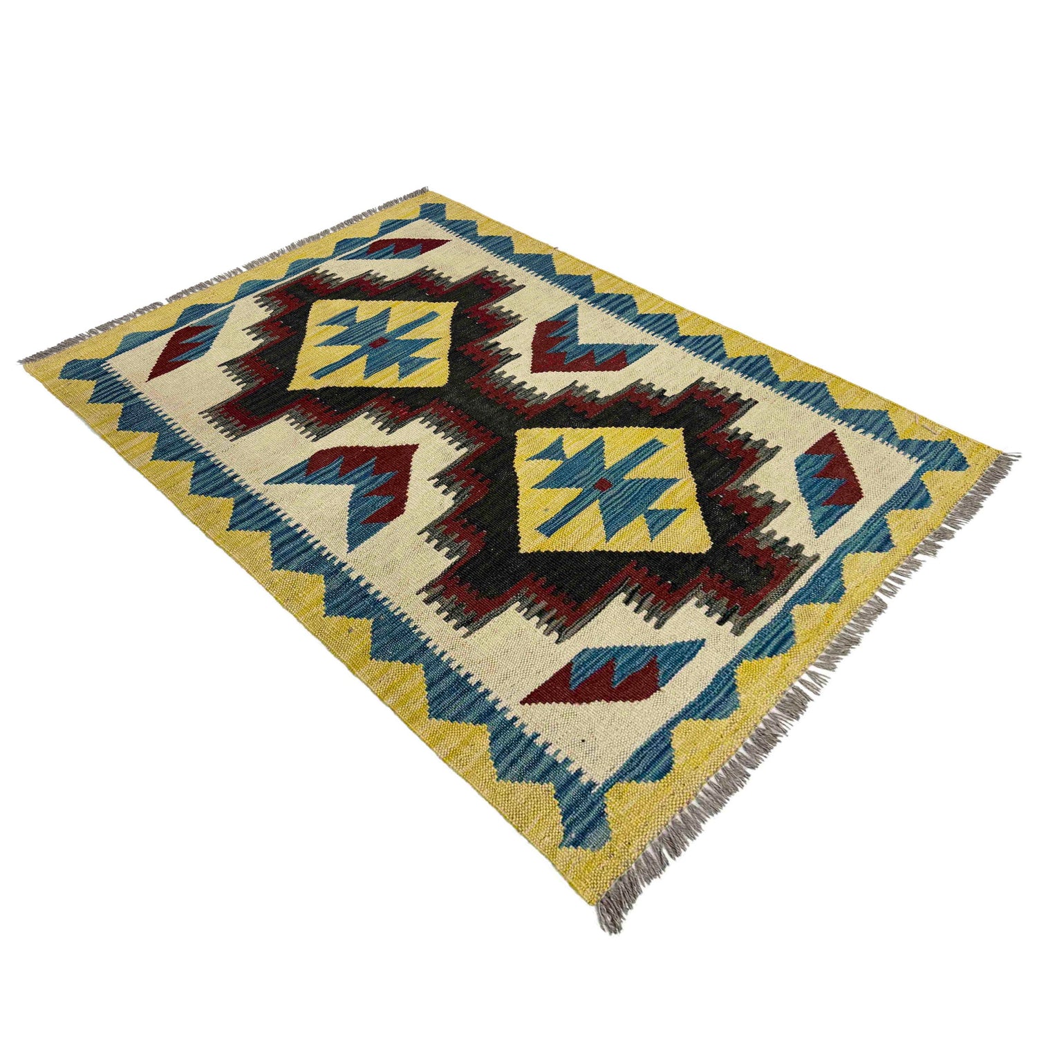 Handmade Afghan Vegetable Kilim 2' 9" x 4' 1" ft / 83 x 125 cm - No. R39016