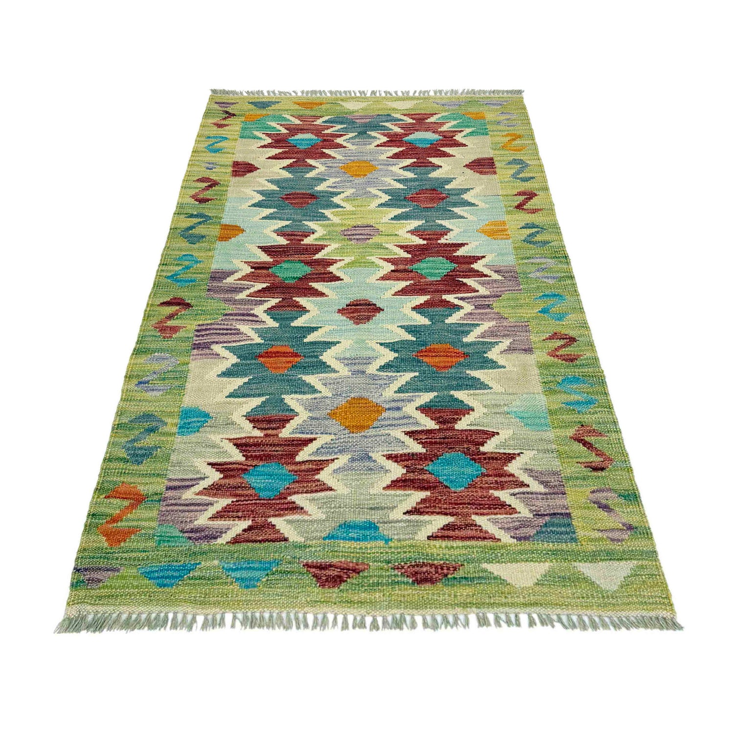Handmade Afghan Vegetable Kilim 2' 6" x 4' 1" ft / 76 x 124 cm - No. R39017