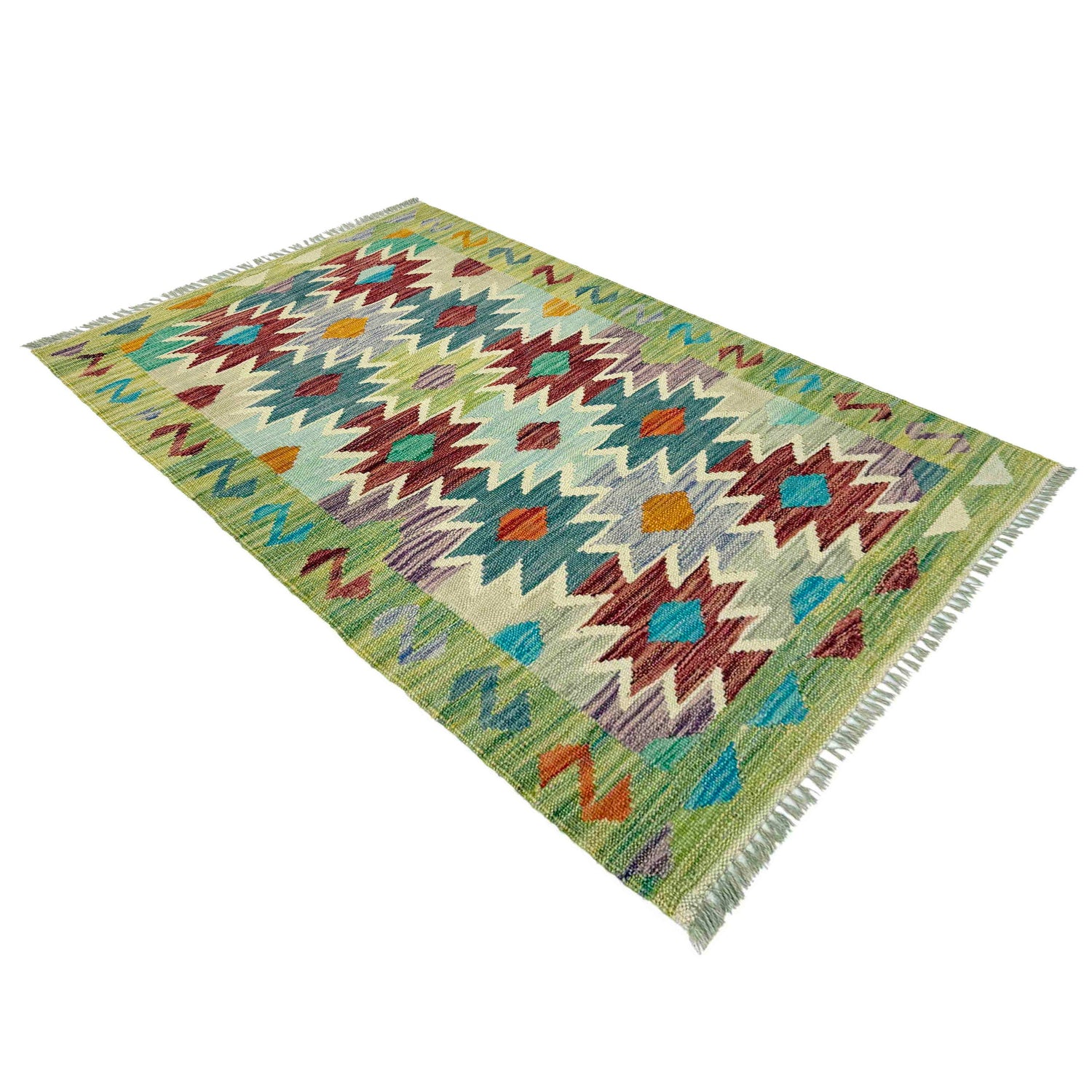 Handmade Afghan Vegetable Kilim 2' 6" x 4' 1" ft / 76 x 124 cm - No. R39017