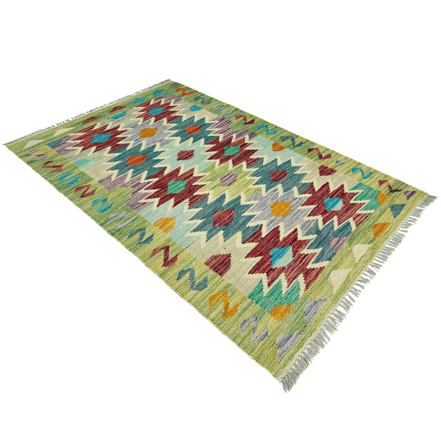 Handmade Afghan Vegetable Kilim 2' 6" x 4' 1" ft / 76 x 124 cm - No. R39017