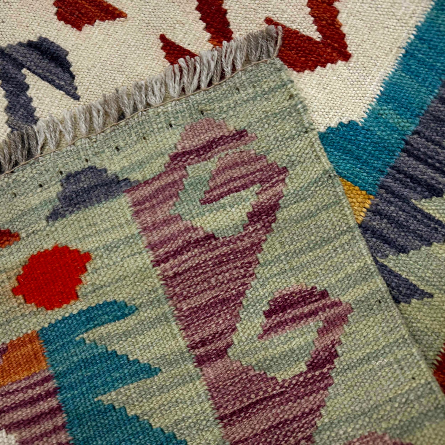 Hand Made Afghan Kilim 2' 7" x 4' 2" ft / 80 x 126 cm - No. R39018