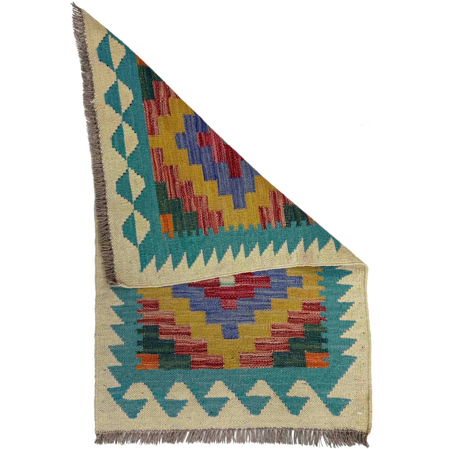 Handmade Turkish Design Wool Kilim 1' 11" x 2' 11" ft / 59 x 90 cm - No. R39022