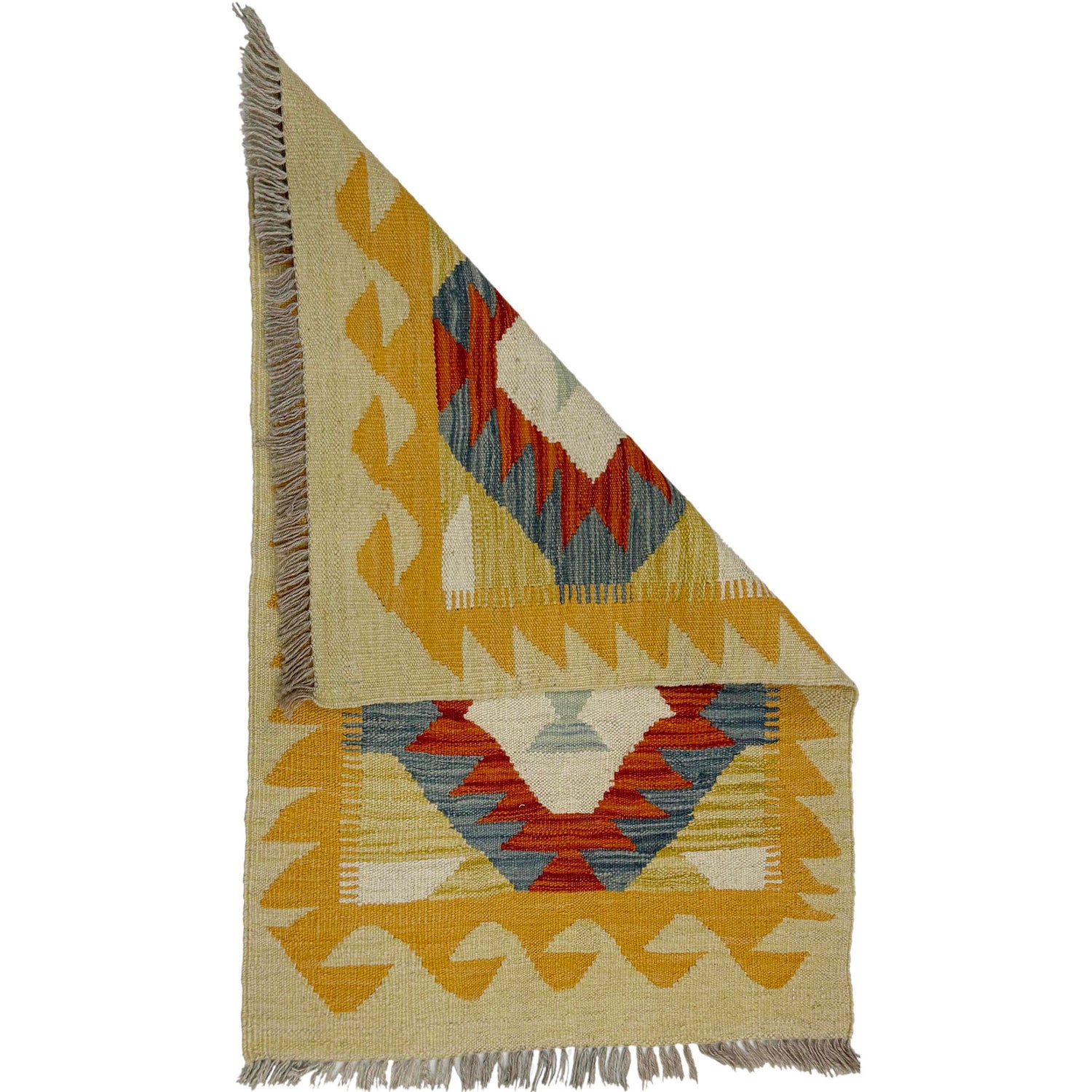Handmade Afghan Vegetable Kilim 2' 1" x 3' 1" ft / 64 x 93 cm - No. R39023