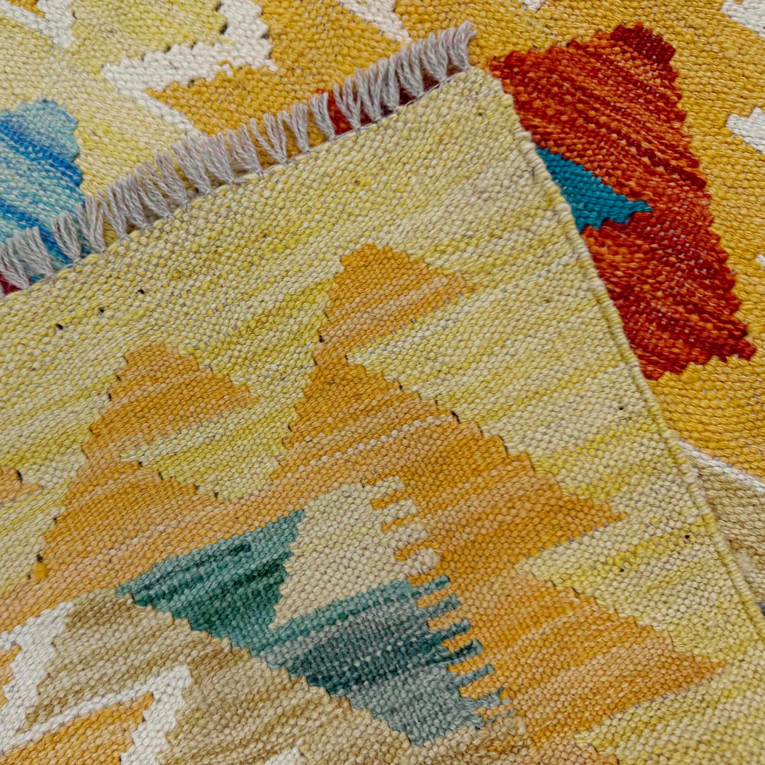 Hand Knotted Afghan Style Kilim 3' 3" x 4' 10" ft / 98 x 147 cm - No. R39024