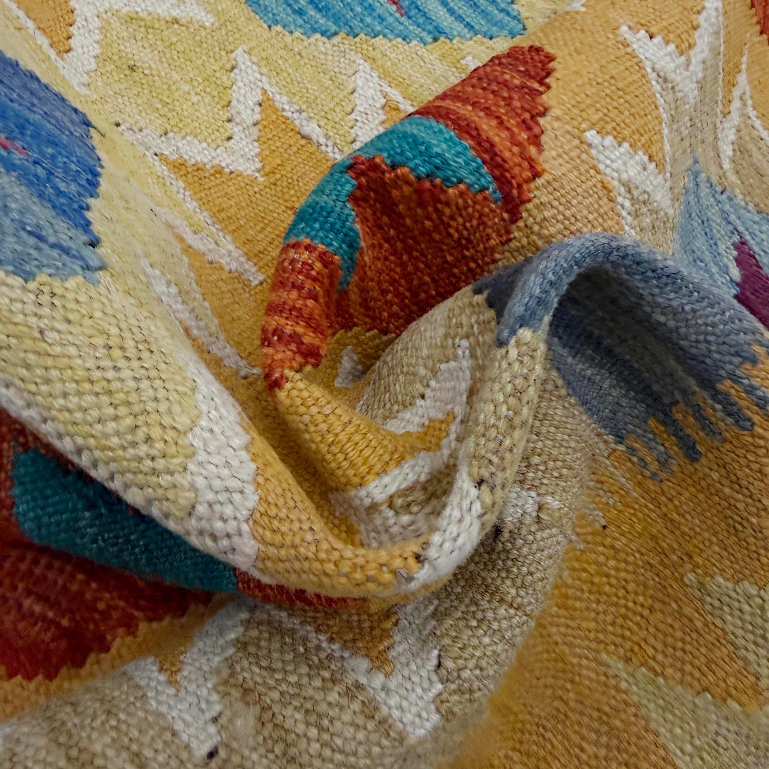 Hand Knotted Afghan Style Kilim 3' 3" x 4' 10" ft / 98 x 147 cm - No. R39024