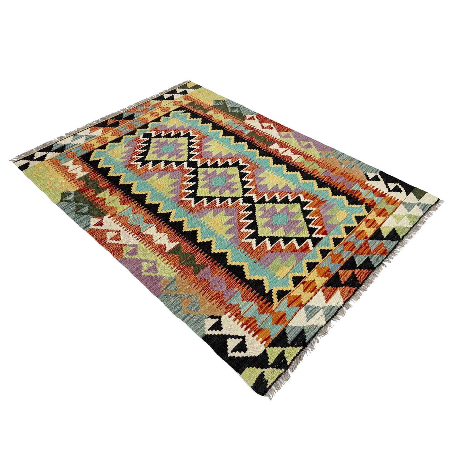 Handmade Turkish Design Wool Kilim 3' 4" x 4' 11" ft / 101 x 150 cm - No. R39026