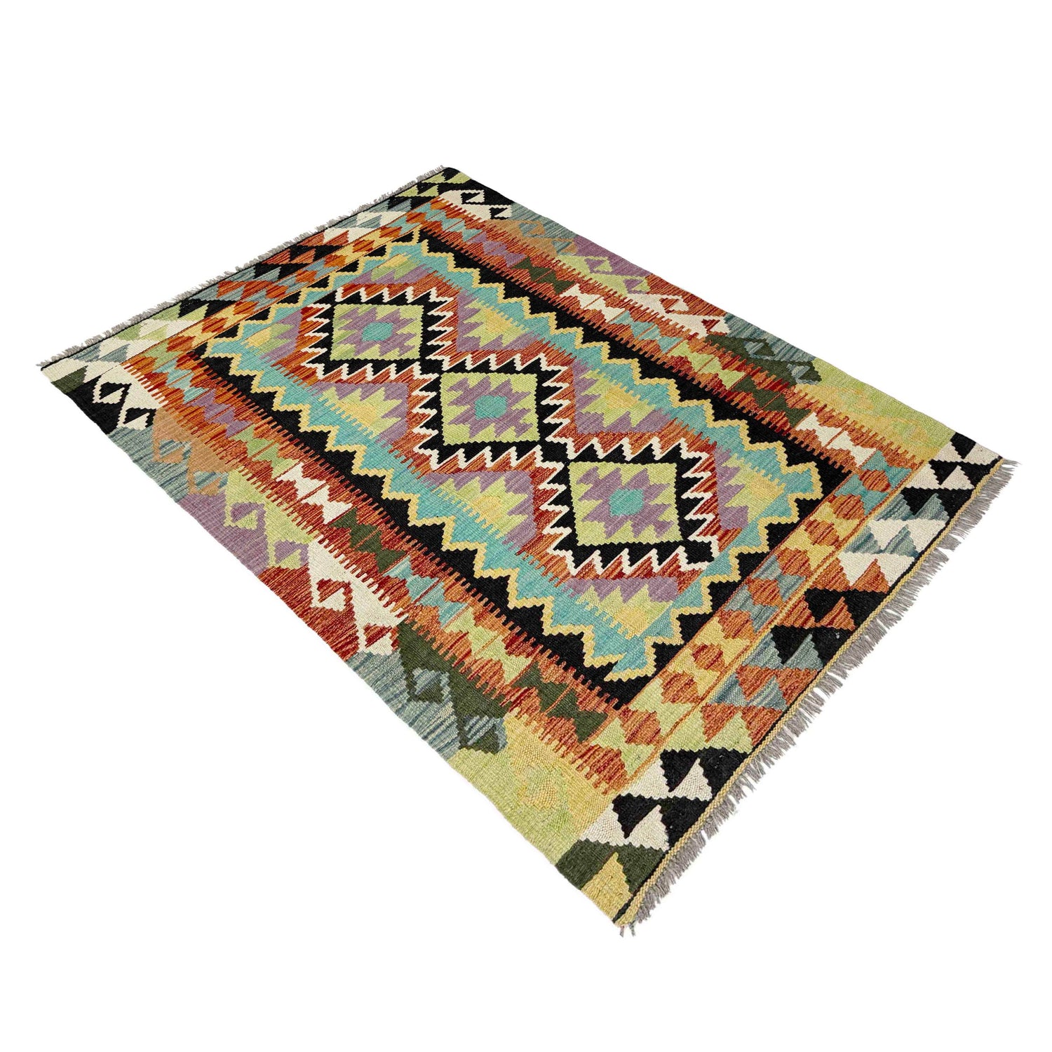 Handmade Turkish Design Wool Kilim 3' 4" x 4' 11" ft / 101 x 150 cm - No. R39026