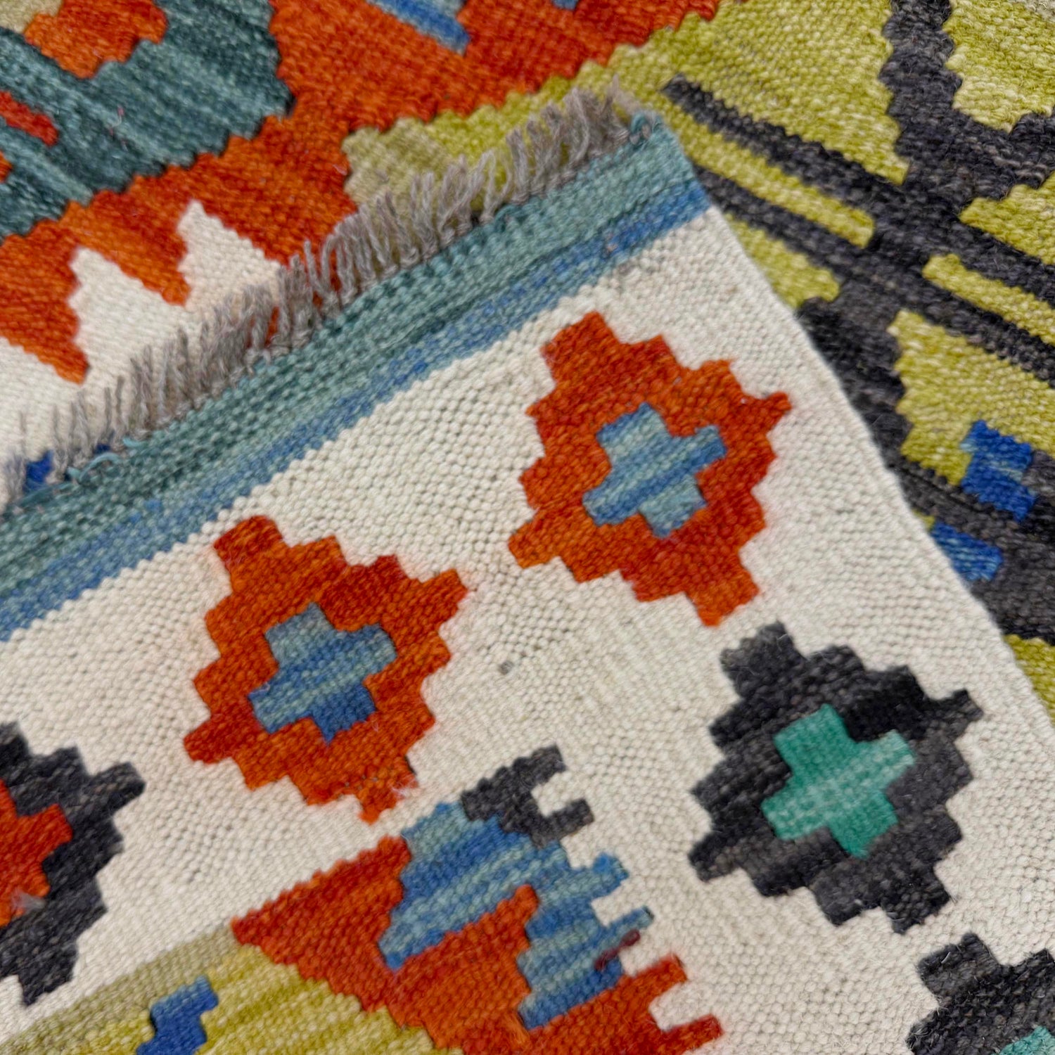 Hand Made Afghan Kilim 5' 1" x 6' 10" ft / 154 x 208 cm - No. R39030