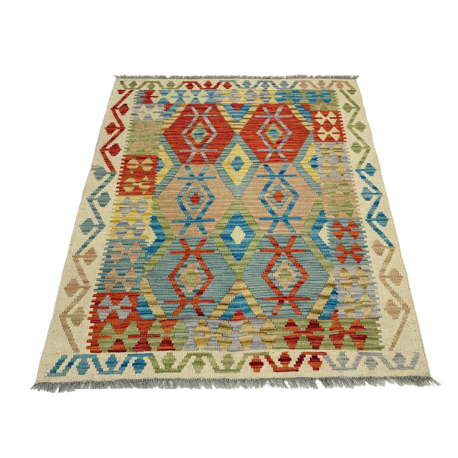 Hand Knotted Flatweave Kilim 3' 5" x 5' 2" ft / 104 x 157 cm - No. R39031