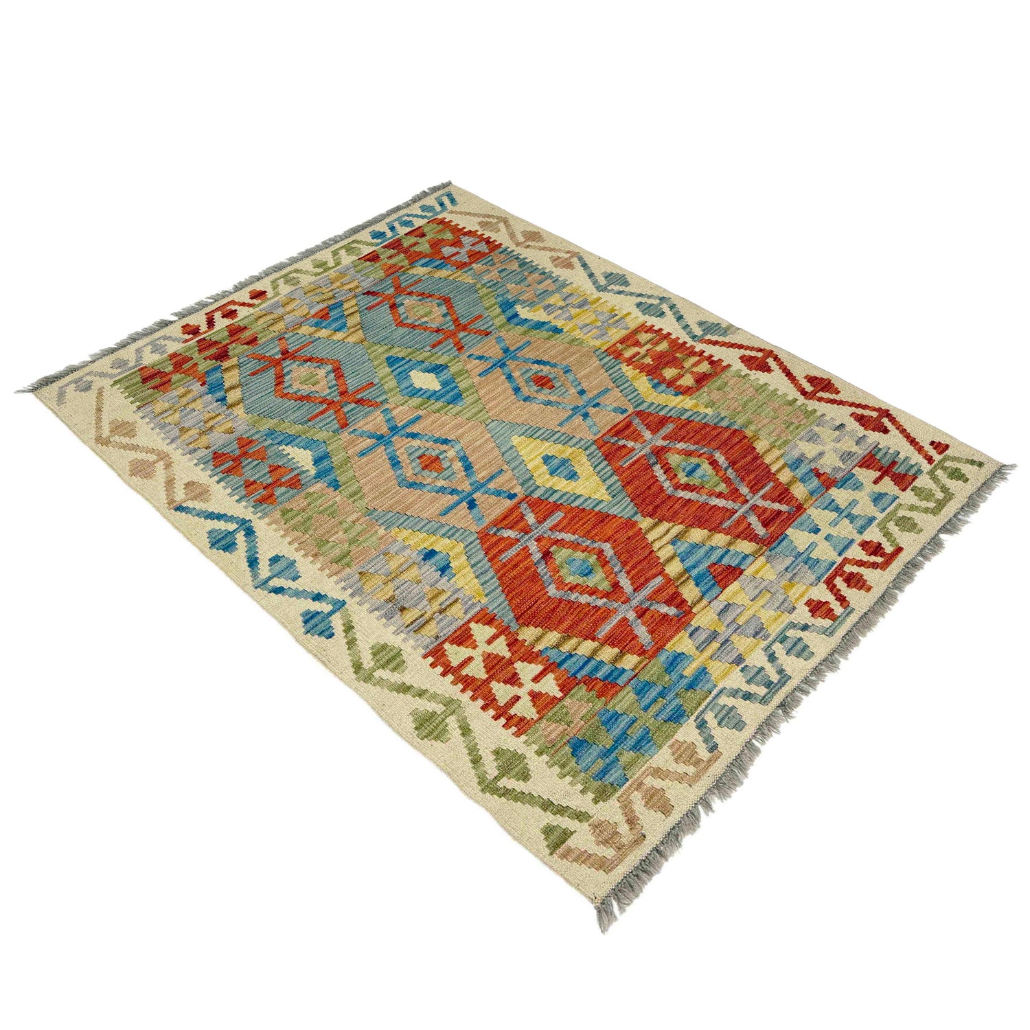 Hand Knotted Flatweave Kilim 3' 5" x 5' 2" ft / 104 x 157 cm - No. R39031