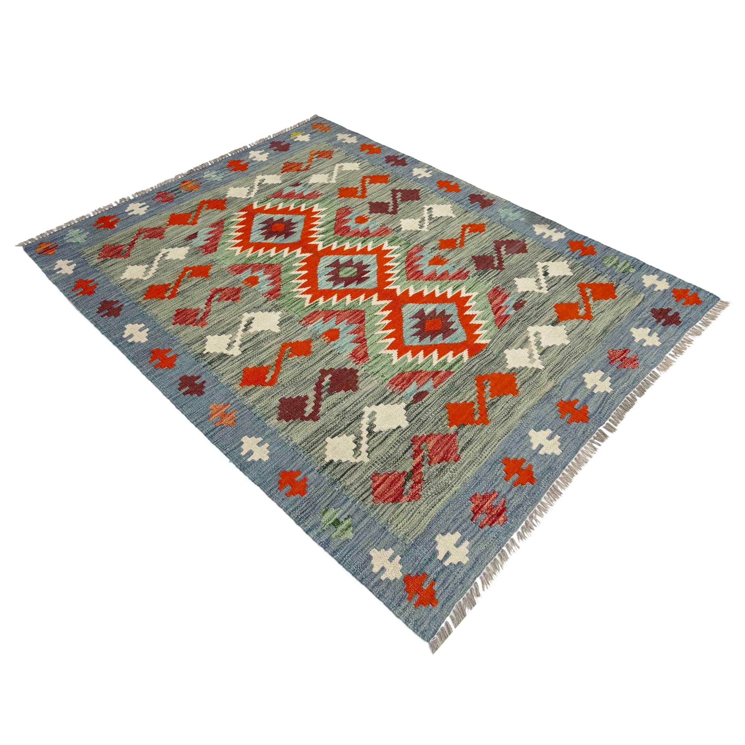 Hand Knotted Afghan Style Kilim 3' 9" x 5' 0" ft / 115 x 153 cm - No. R39033