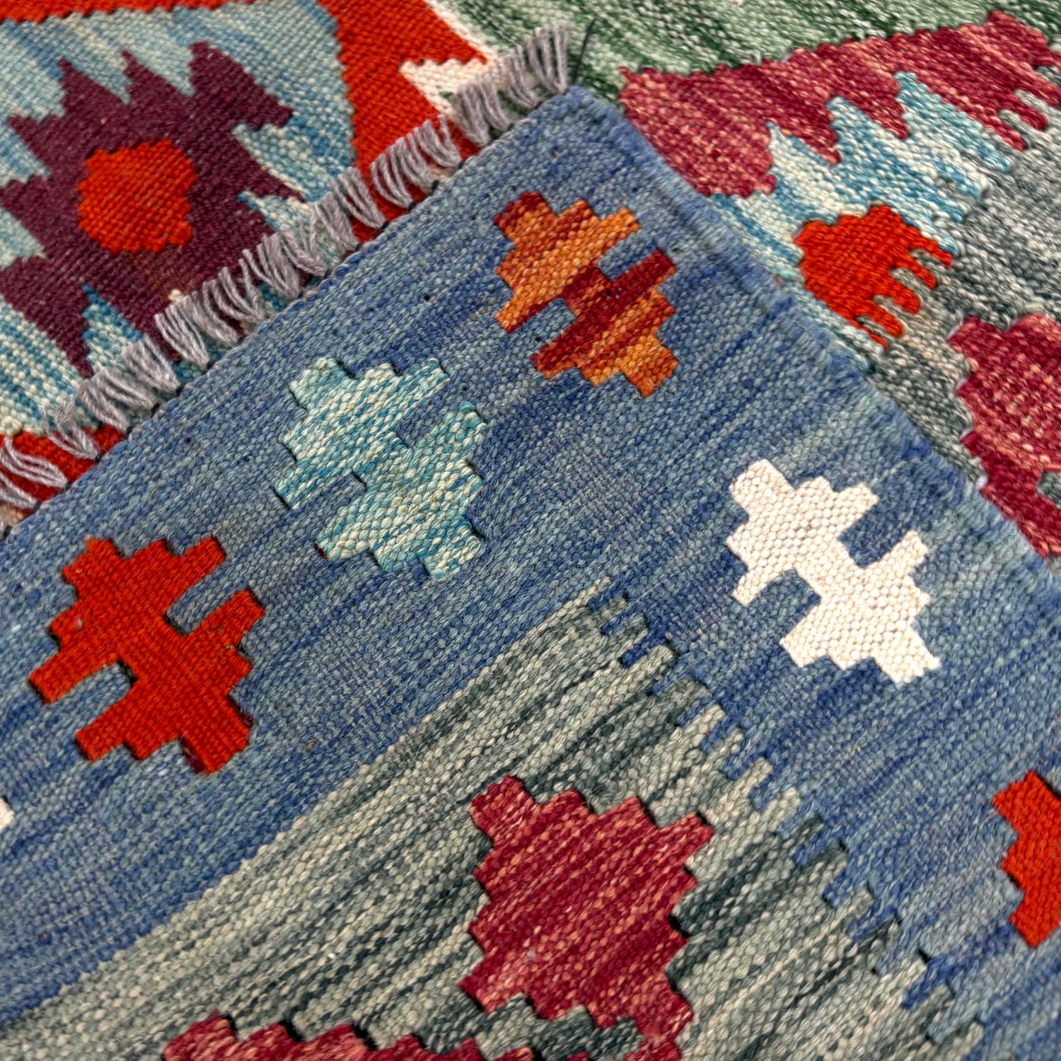 Hand Knotted Afghan Style Kilim 3' 9" x 5' 0" ft / 115 x 153 cm - No. R39033