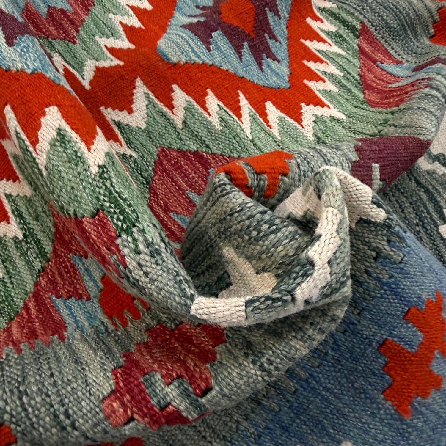 Hand Knotted Afghan Style Kilim 3' 9" x 5' 0" ft / 115 x 153 cm - No. R39033