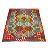 Multi Color ful Flat-Weave Wool Kilim 5' 1" x 6' 8" ft / 155 x 204 cm - No. R39035
