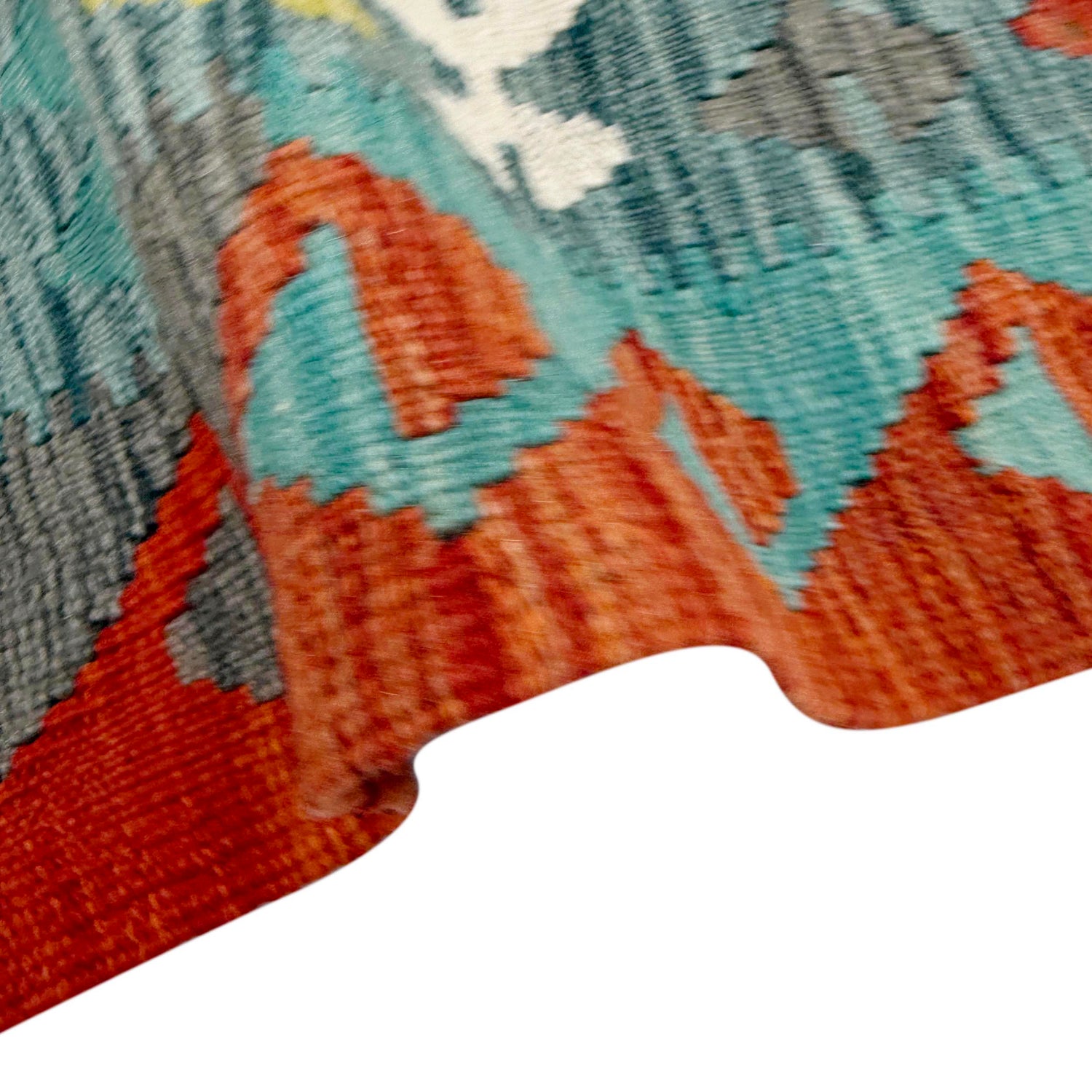 Multi Color ful Flat-Weave Wool Kilim 5' 1" x 6' 8" ft / 155 x 204 cm - No. R39035
