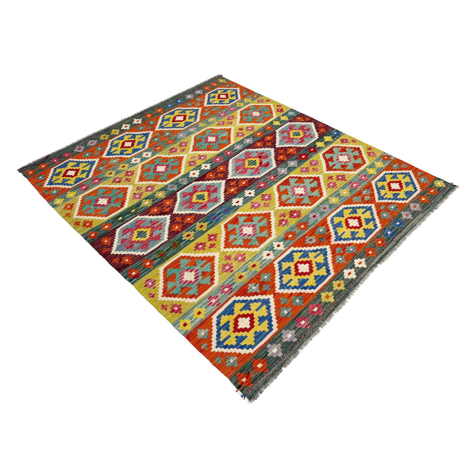 Handmade Vegetable Kilim 5' 2" x 6' 7" ft / 158 x 200 cm - No. R39036