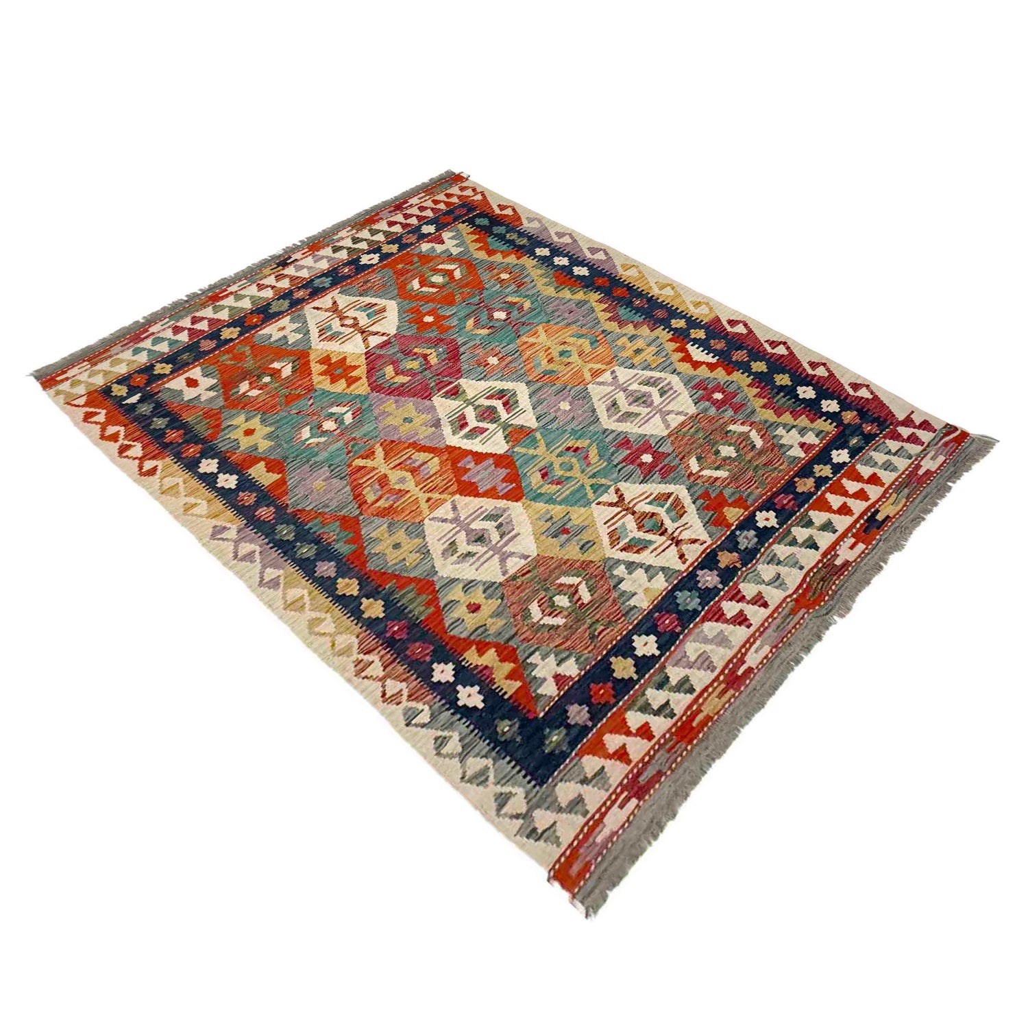 Handmade Vegetable Kelim 5' 0" x 6' 9" ft / 152 x 205 cm - No. R39037