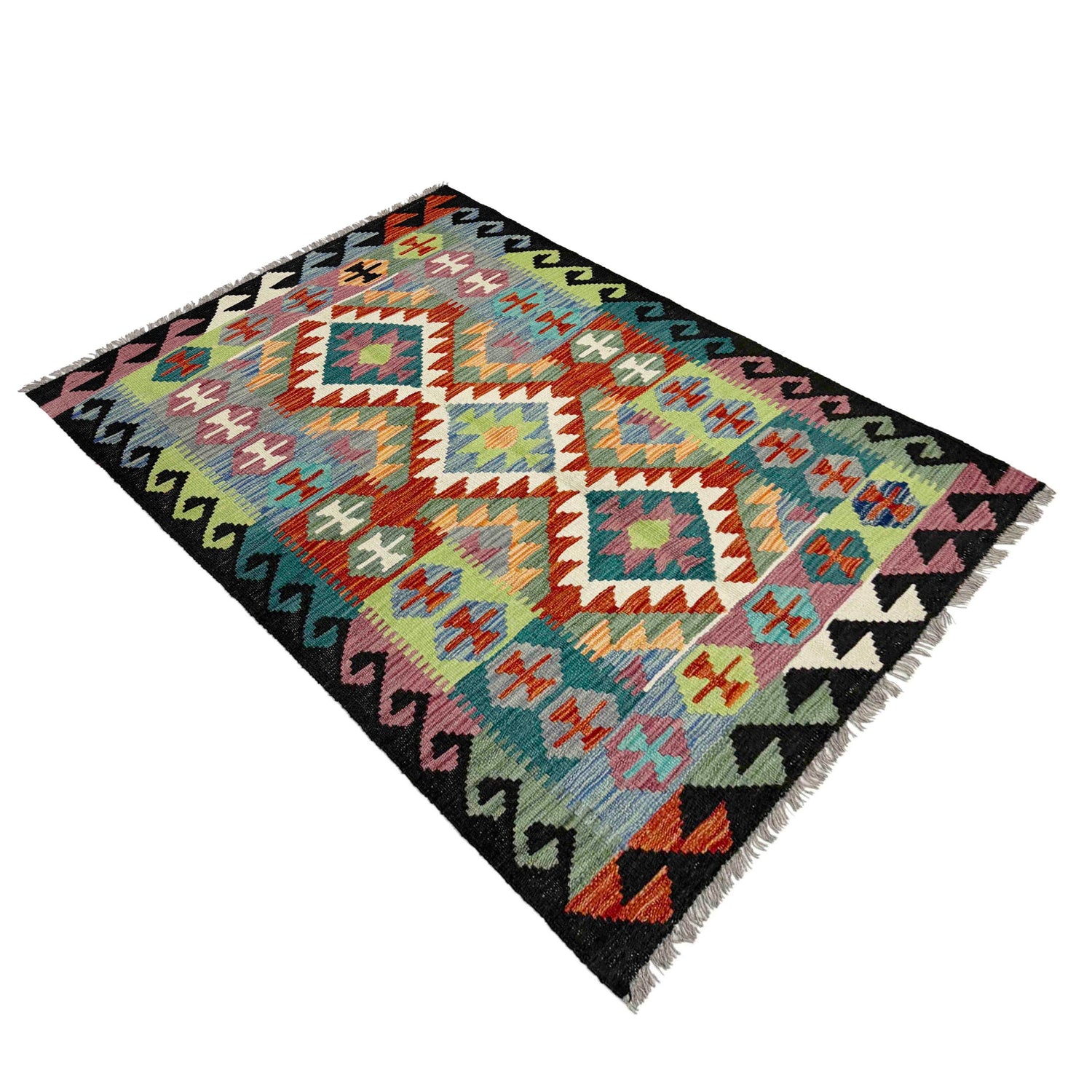 Hand Made Afghan Kilim 3' 1" x 5' 2" ft / 95 x 157 cm - No. R39038