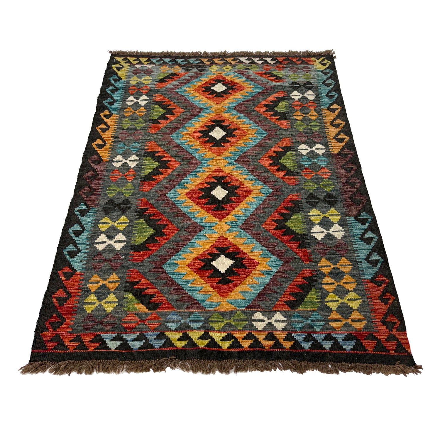 Handmade Turkish Design Wool Kilim 3' 3" x 4' 10" ft / 98 x 147 cm - No. R39039