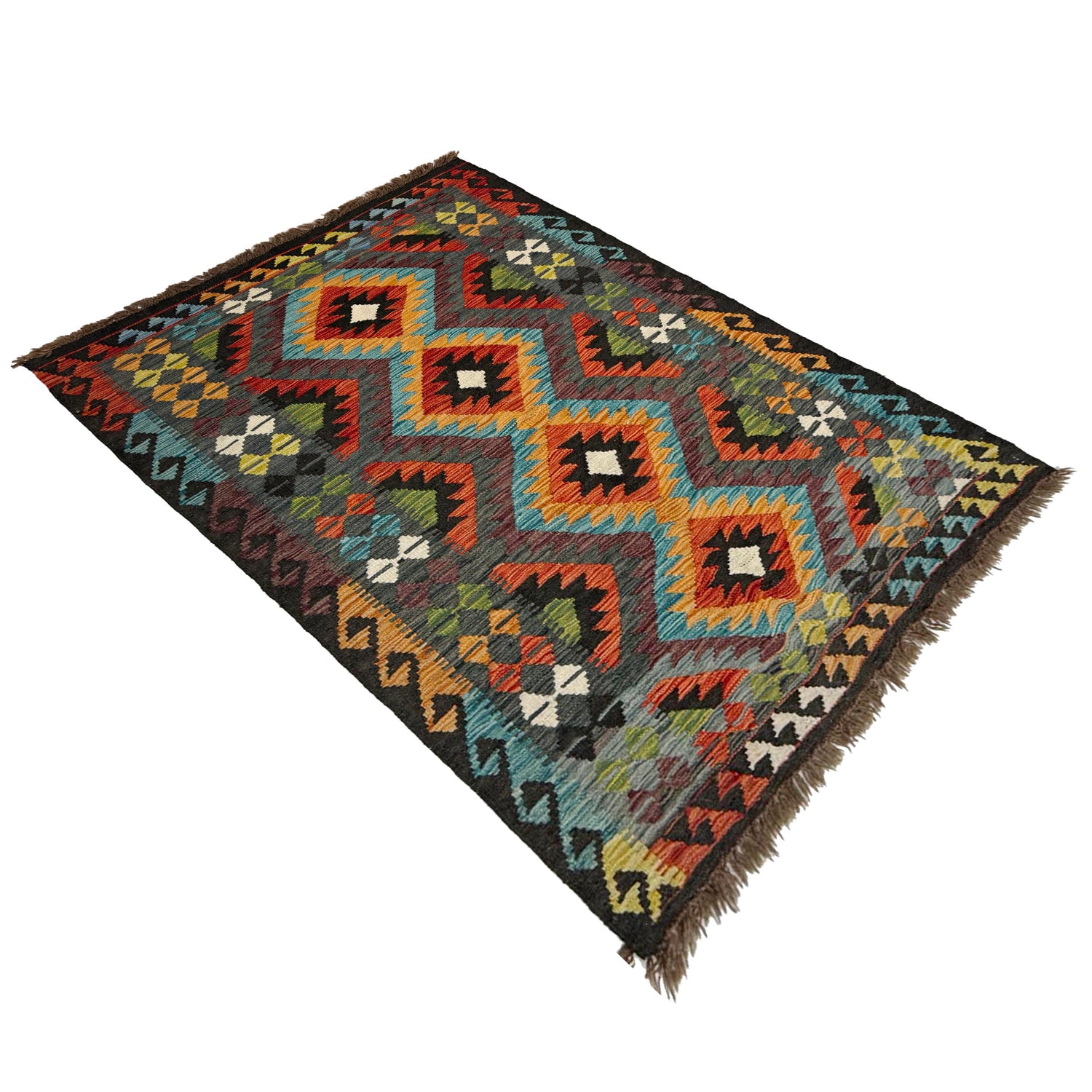 Handmade Turkish Design Wool Kilim 3' 3" x 4' 10" ft / 98 x 147 cm - No. R39039