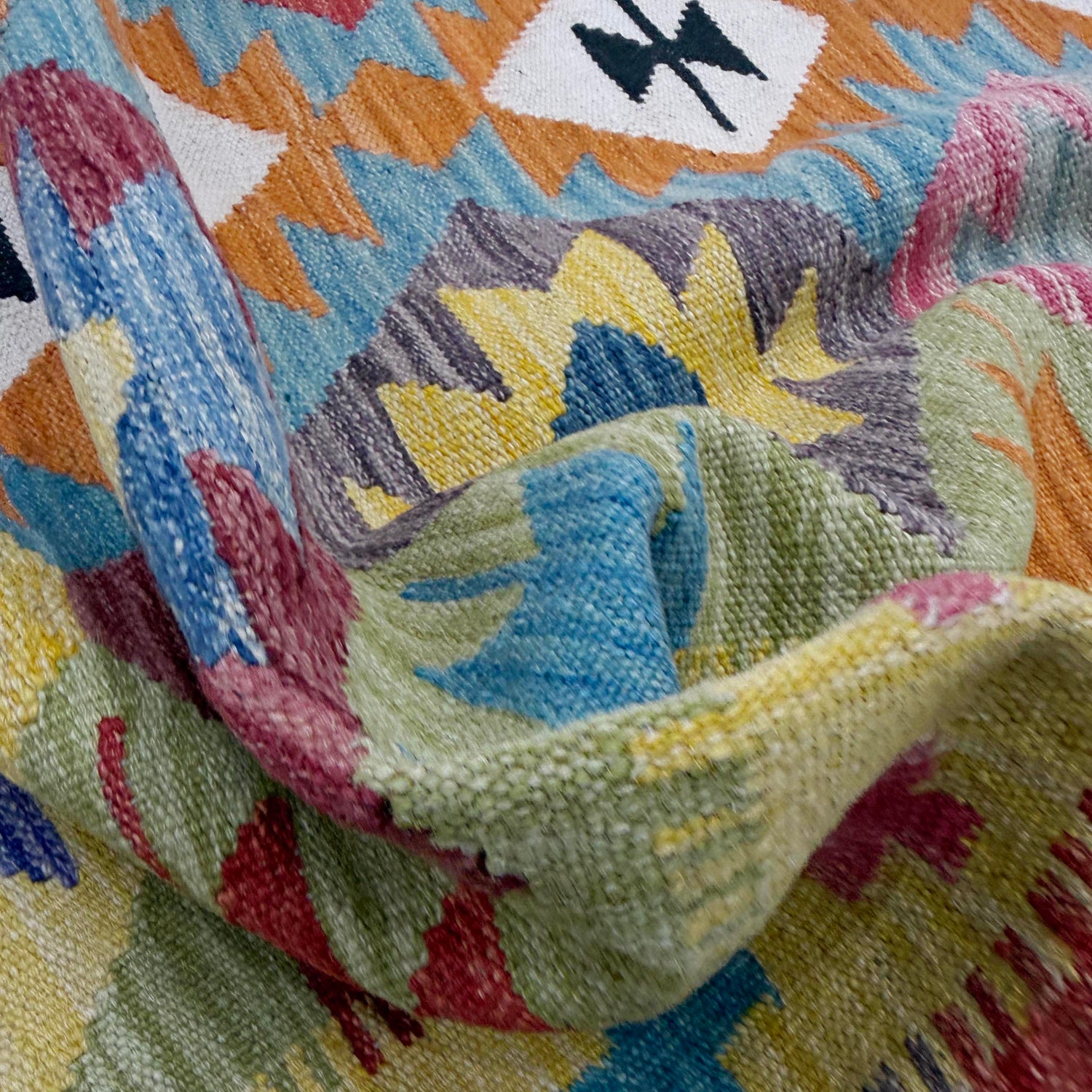 Hand Knotted Afghan Style Kilim 5' 2" x 6' 9" ft / 158 x 207 cm - No. R39046