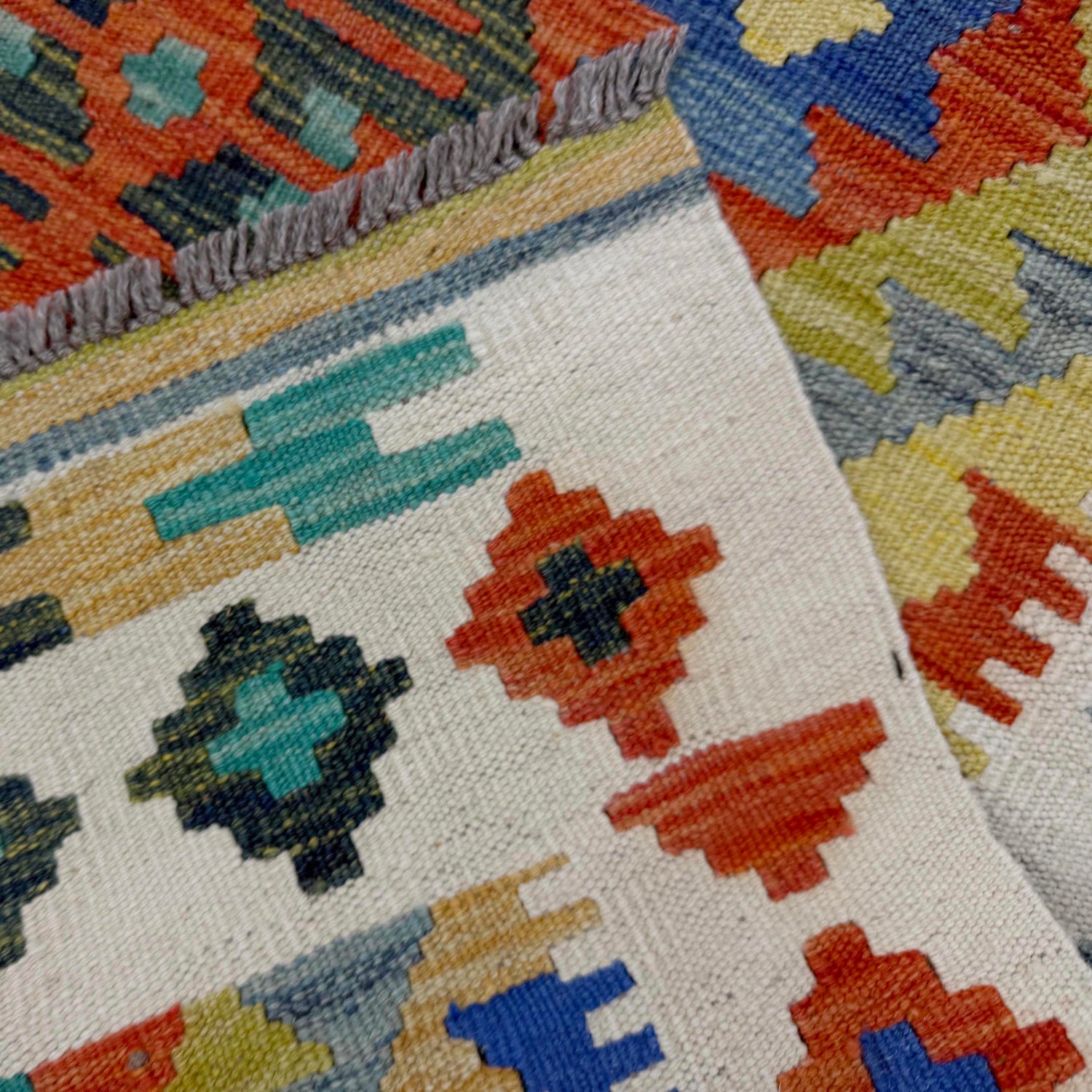Handmade Turkish Design Wool Kilim 4' 11" x 6' 7" ft / 151 x 200 cm - No. R39050