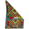Multi Color ful Flat-Weave Wool Kilim 2' 1" x 2' 11" ft / 63 x 90 cm - No. R39053