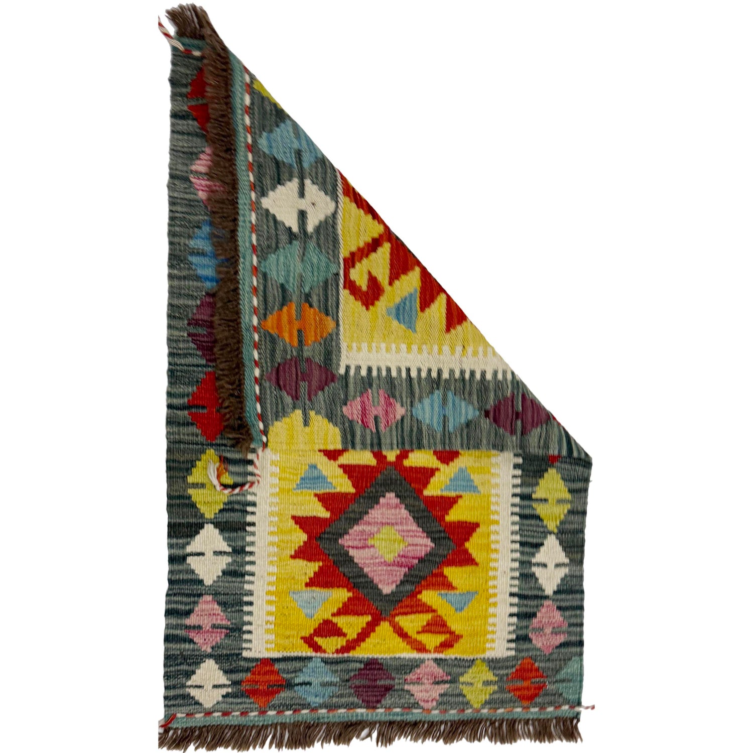 Handmade Vegetable Kelim 2' 1" x 3' 2" ft / 63 x 96 cm - No. R39056