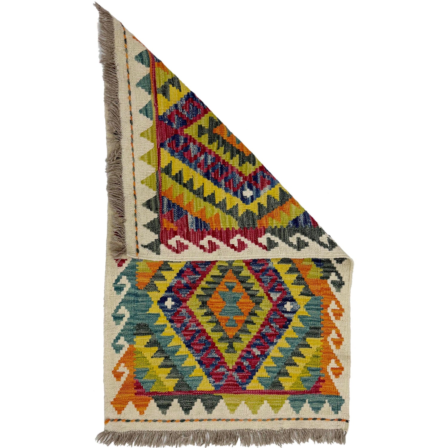 Hand Woven Wool Kelim 2' 2" x 3' 6" ft / 65 x 107 cm - No. R39059