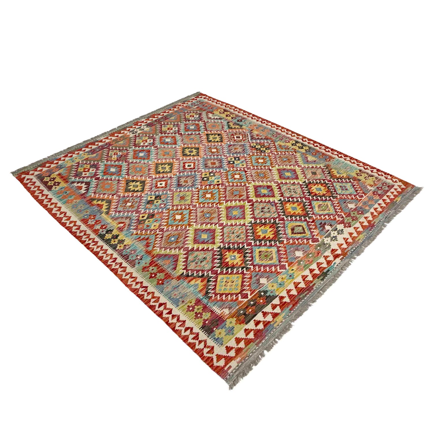 Handmade Turkish Design Wool Kilim 5' 11" x 8' 1" ft / 180 x 246 cm - No. R39062