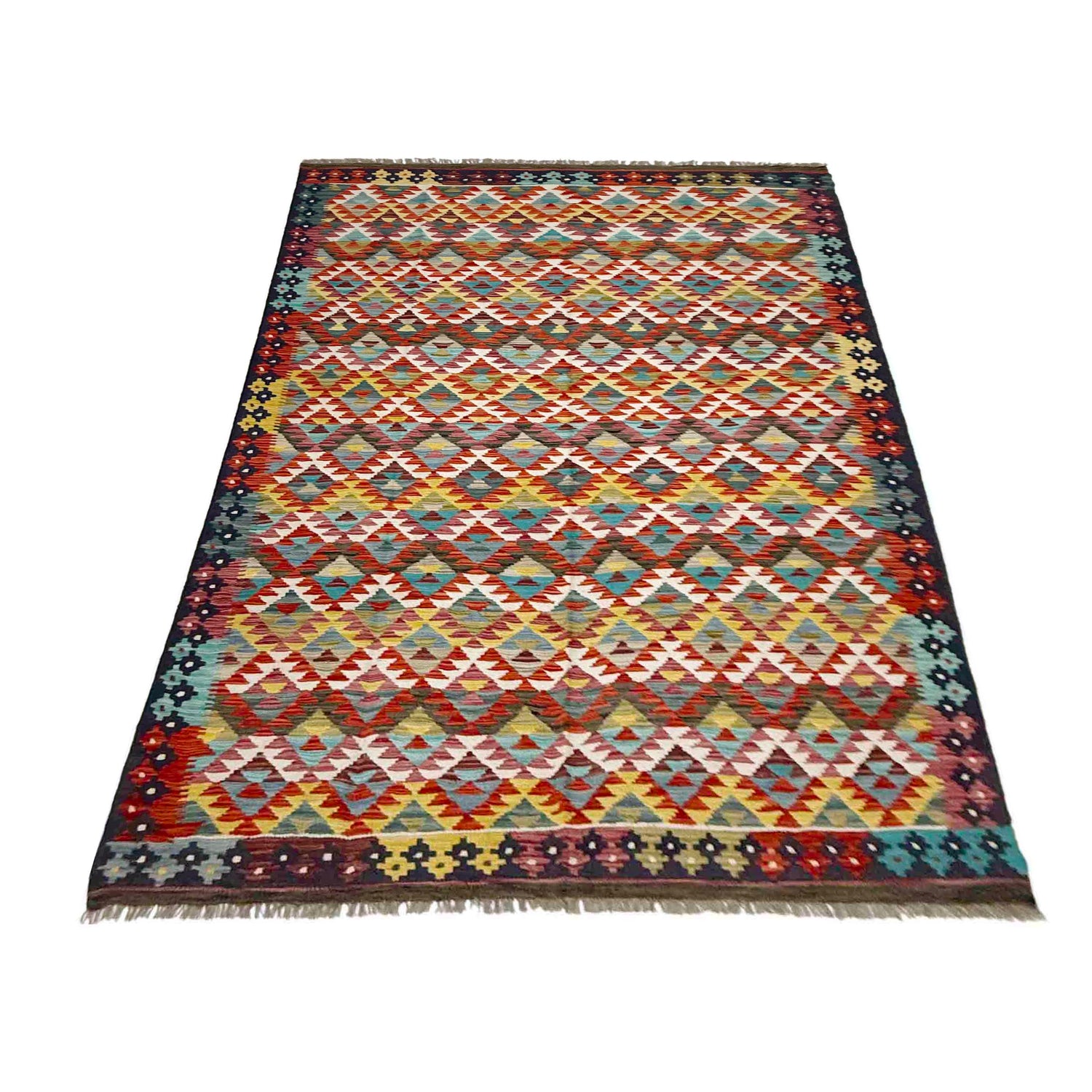 Hand Knotted Flatweave Kilim 6' 0" x 8' 2" ft / 183 x 250 cm - No. R39064