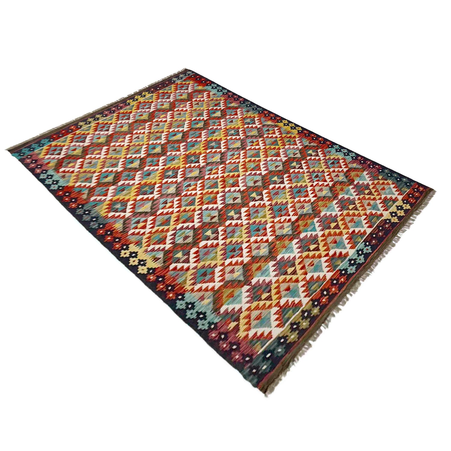 Hand Knotted Flatweave Kilim 6' 0" x 8' 2" ft / 183 x 250 cm - No. R39064