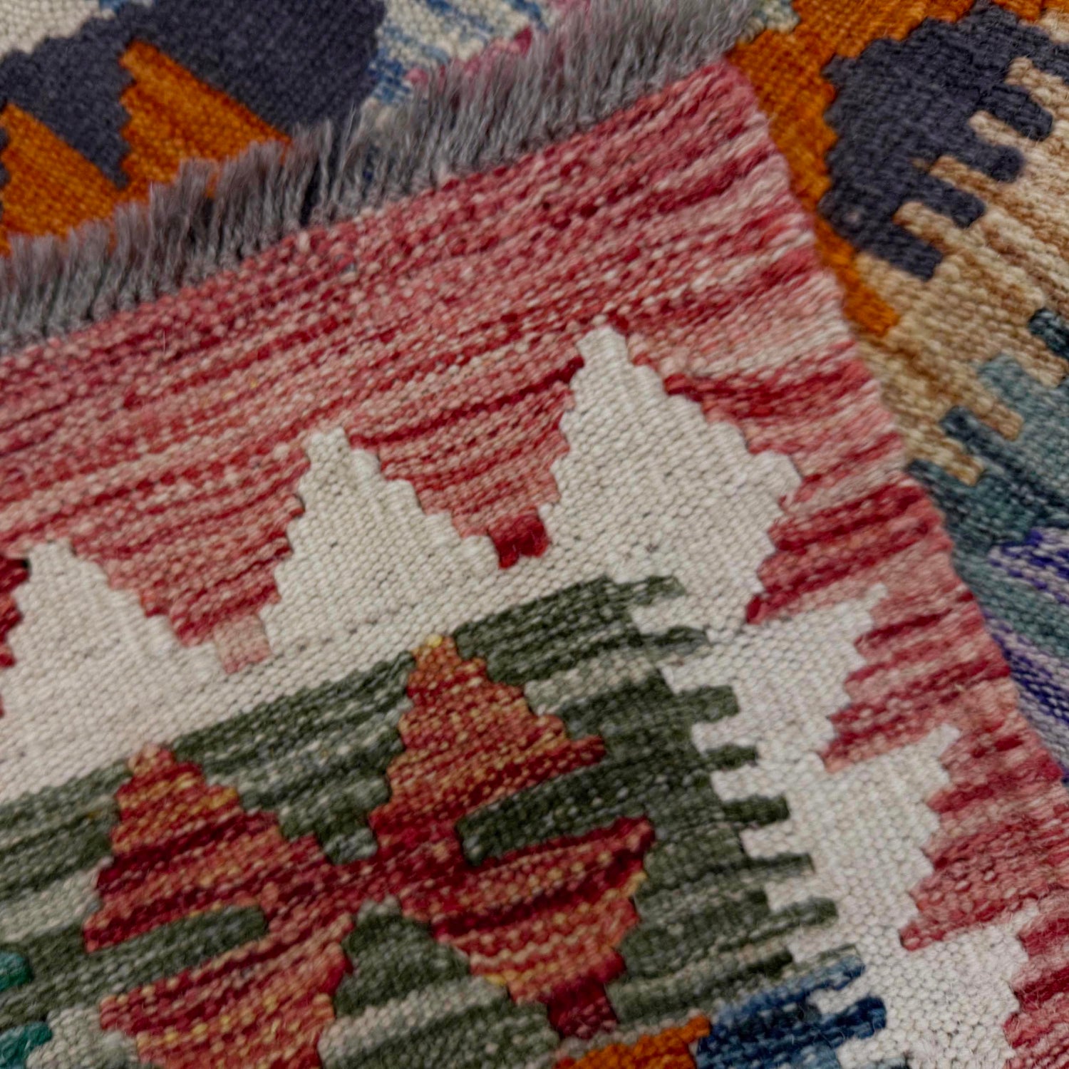 Handmade Afghan Vegetable Kilim 5' 1" x 7' 7" ft / 154 x 230 cm - No. R39065