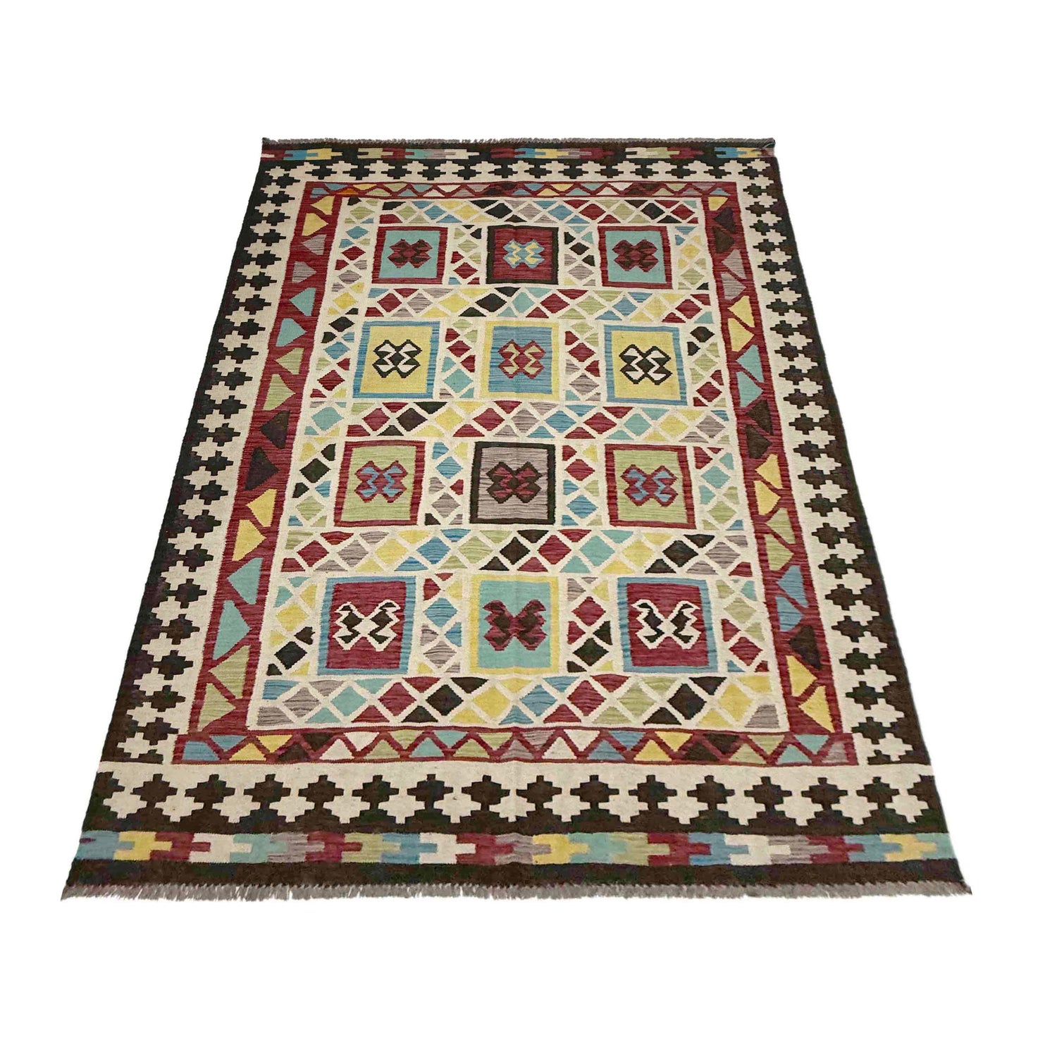 Handmade Vegetable Kelim 5' 6" x 8' 10" ft / 167 x 270 cm - No. R39070