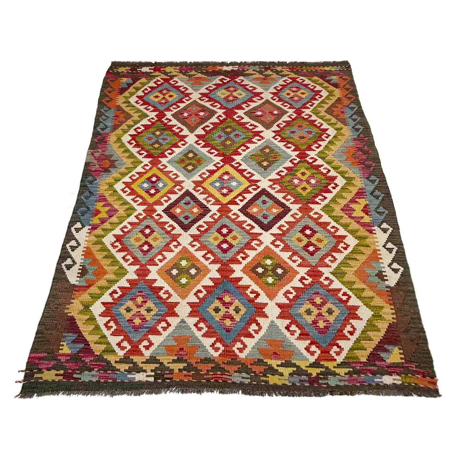 Handmade Vegetable Kilim 4' 4" x 6' 11" ft / 132 x 212 cm - No. R39072
