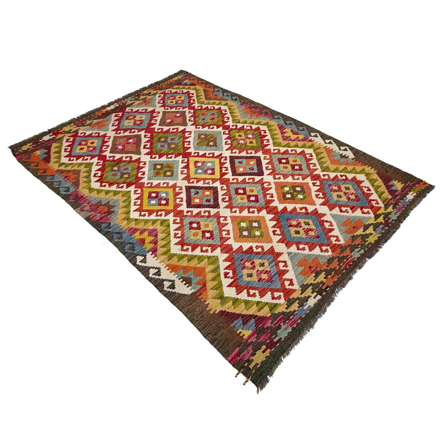 Handmade Vegetable Kilim 4' 4" x 6' 11" ft / 132 x 212 cm - No. R39072