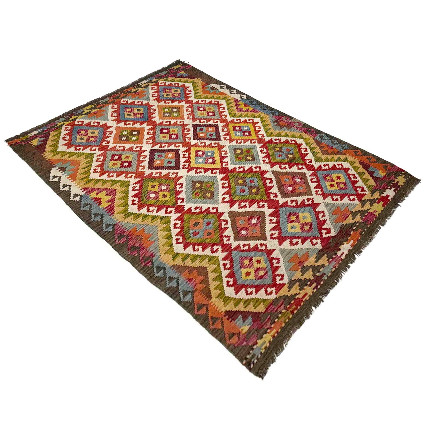 Handmade Vegetable Kilim 4' 4" x 6' 11" ft / 132 x 212 cm - No. R39072