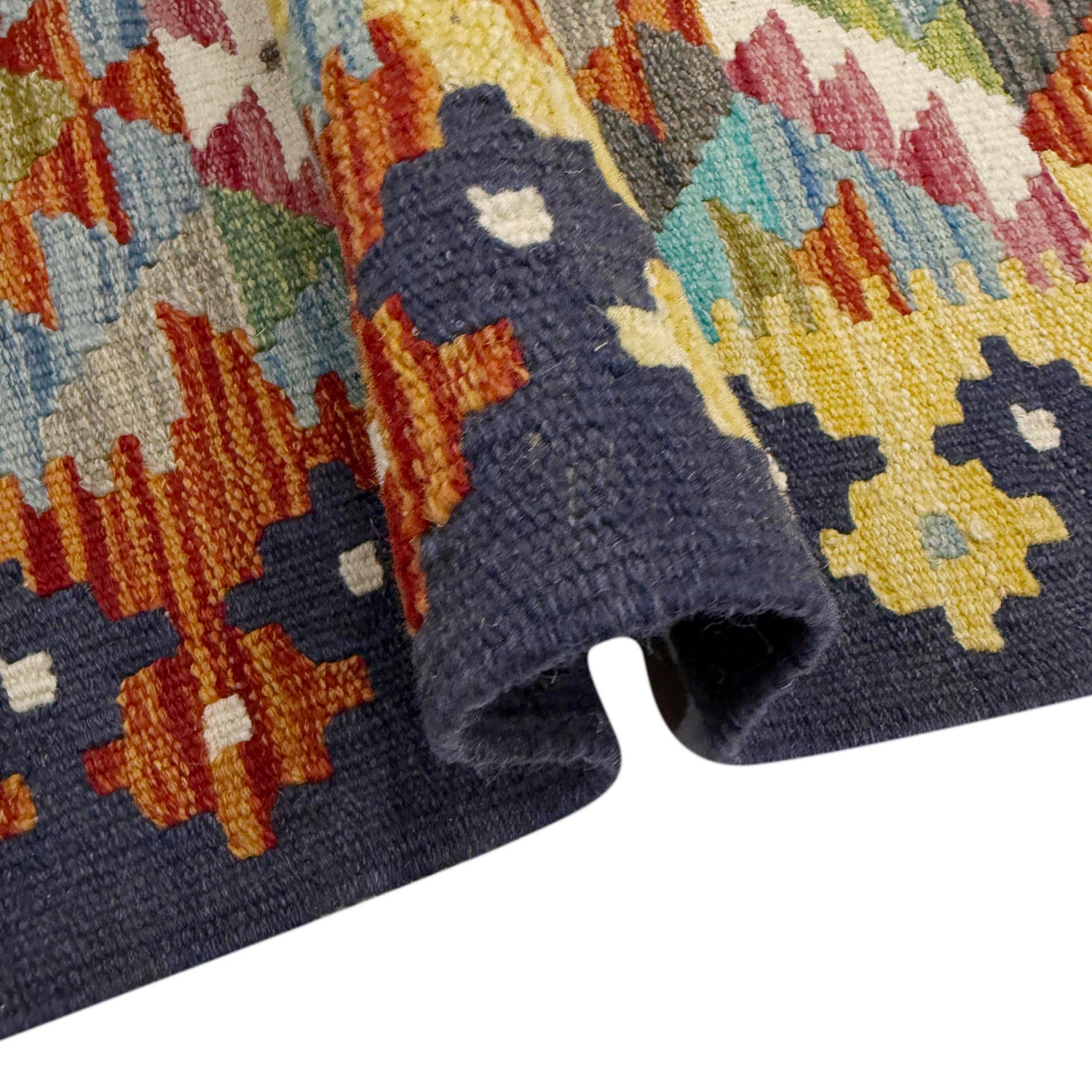 Hand Knotted Afghan Style Kilim 5' 11" x 8' 1" ft / 181 x 246 cm - No. R39079
