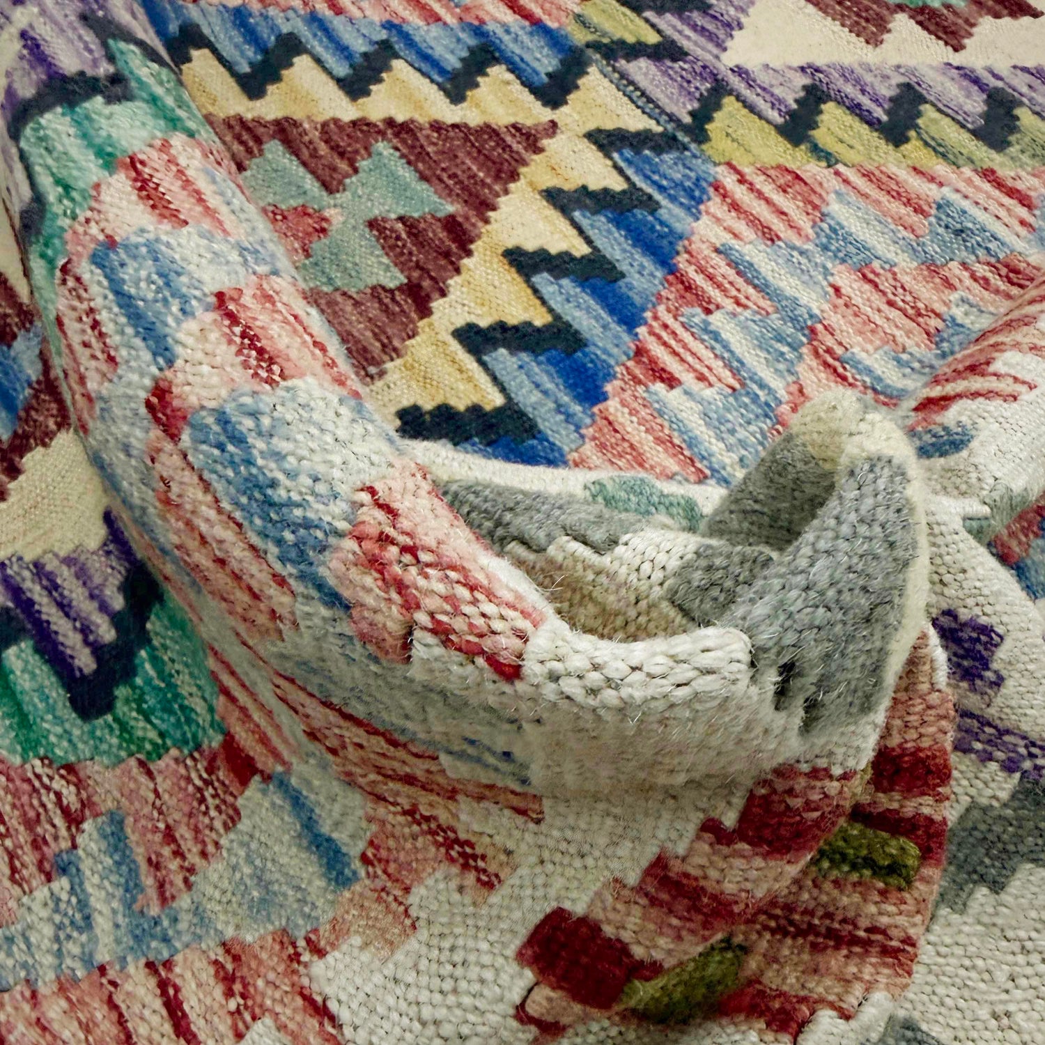Handmade Afghan Vegetable Kilim 5' 2" x 6' 7" ft / 158 x 201 cm - No. R39081