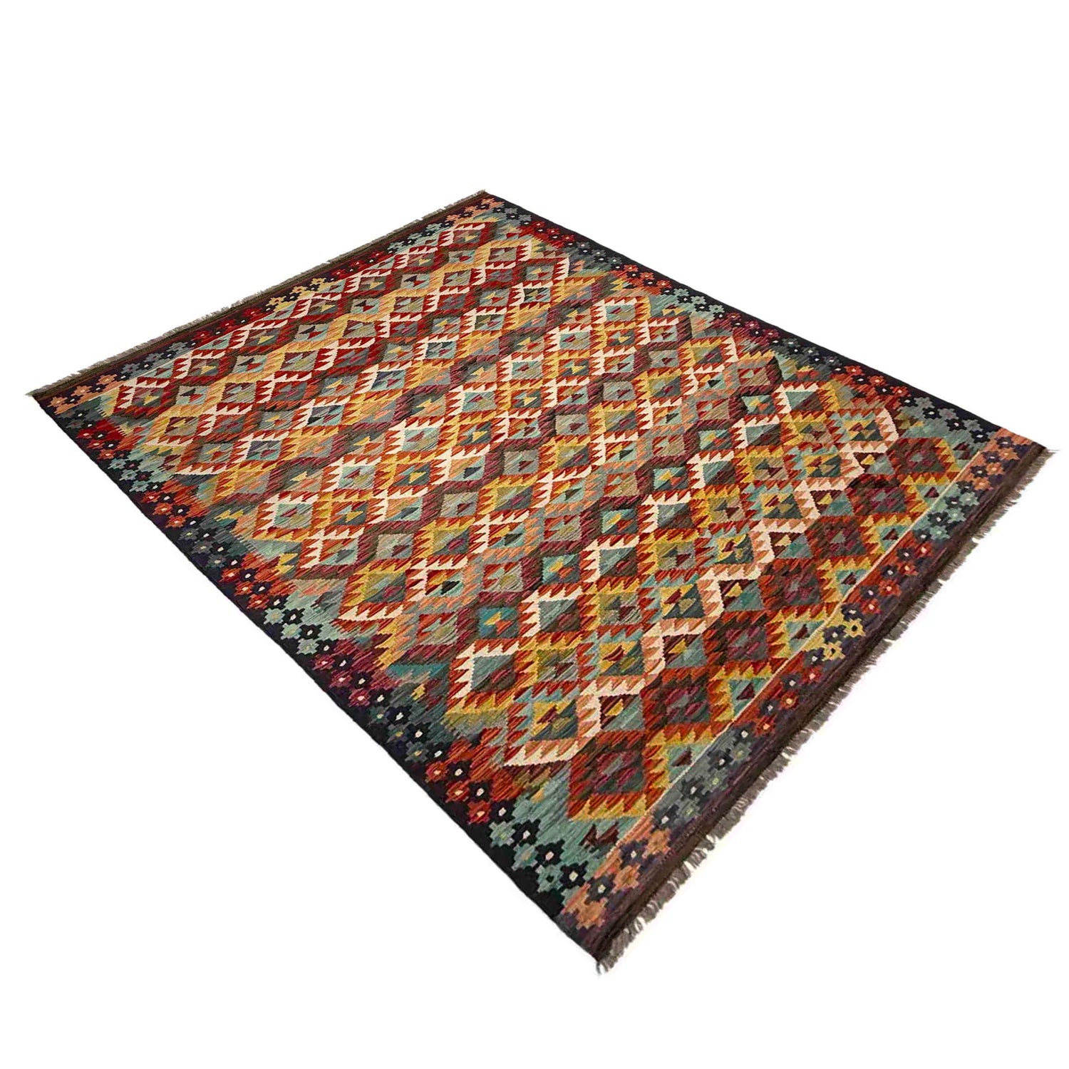 Hand Woven Wool Kelim 5' 10" x 8' 0" ft / 179 x 243 cm - No. R39082