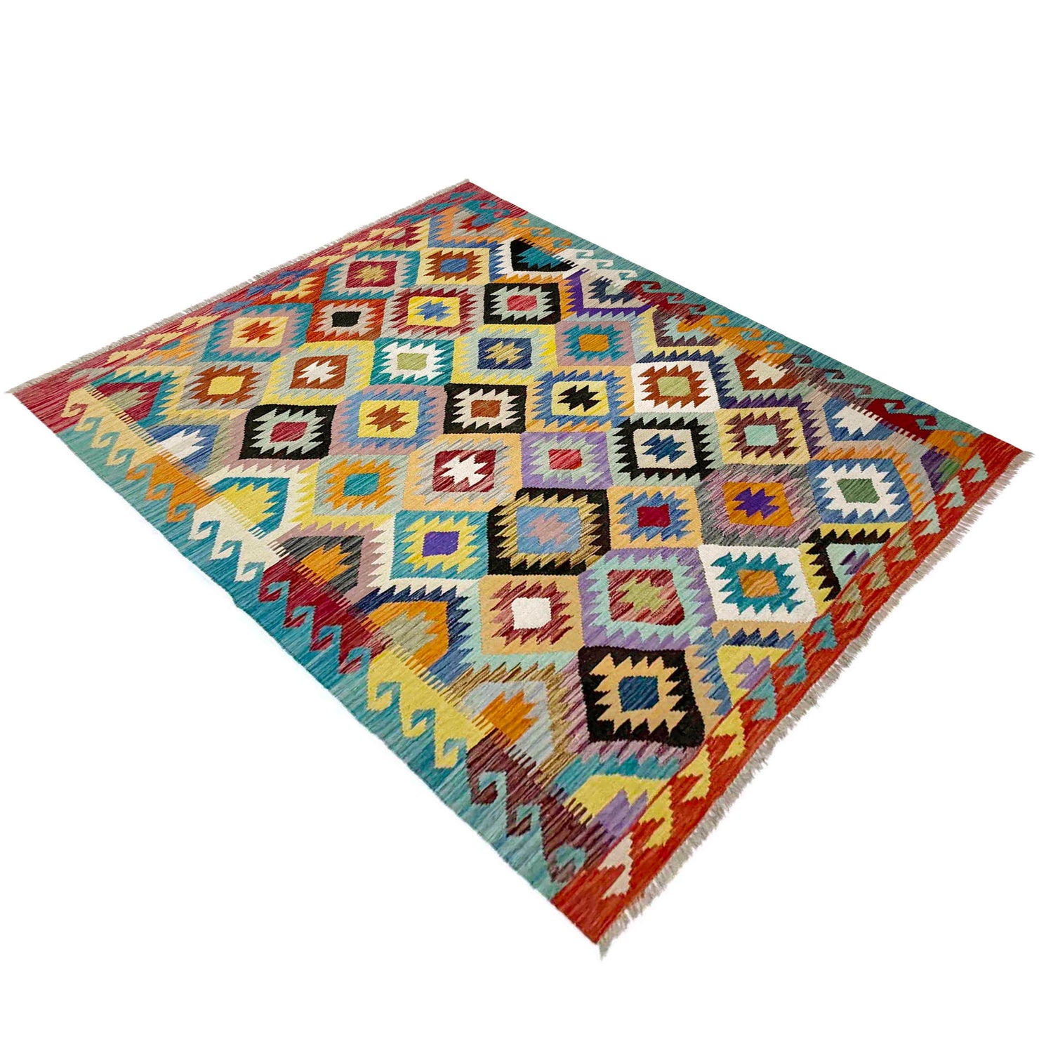 Hand Made Afghan Kilim 5' 3" x 6' 9" ft / 159 x 205 cm - No. R39083