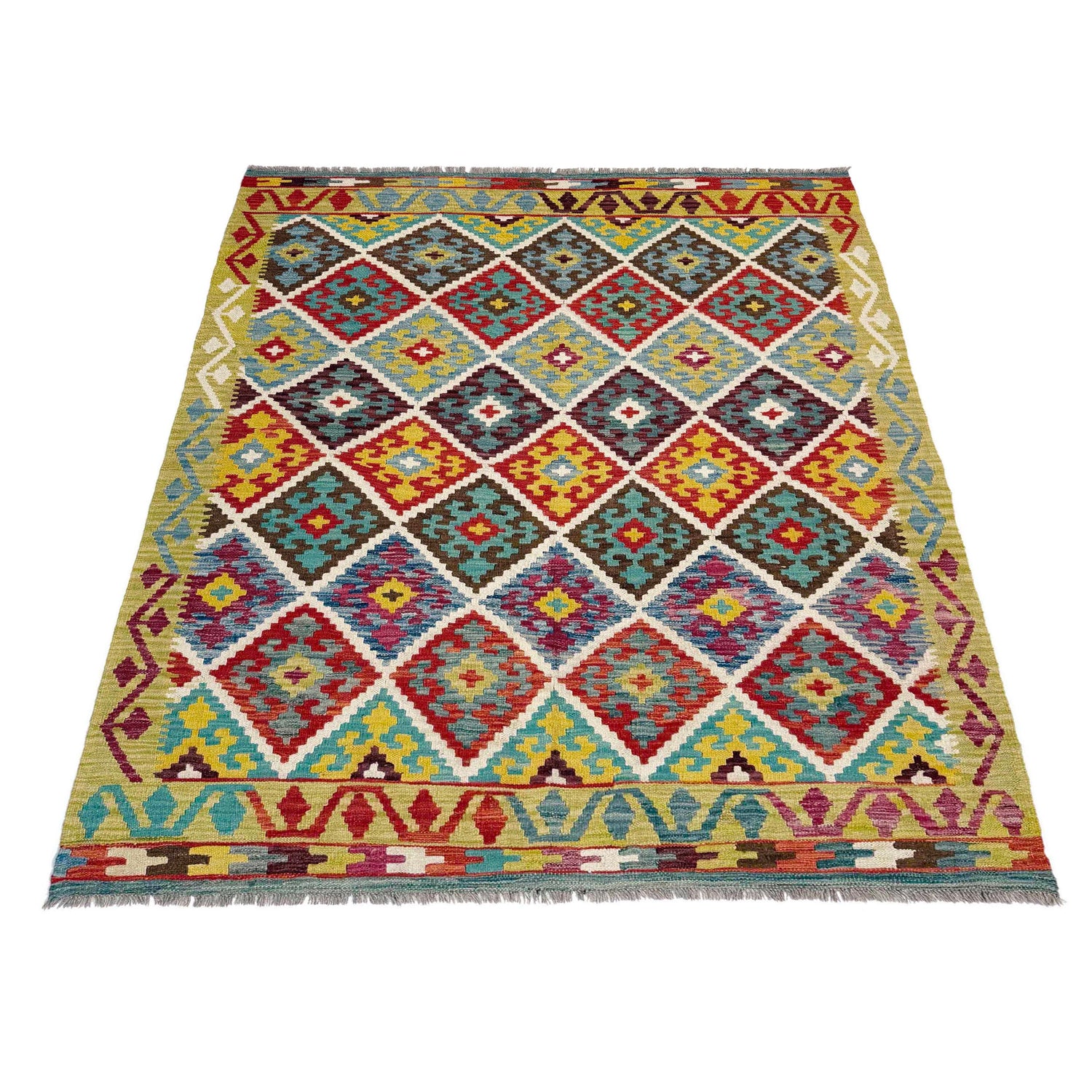 Handmade Vegetable Kelim 5' 1" x 6' 6" ft / 154 x 198 cm - No. R39084