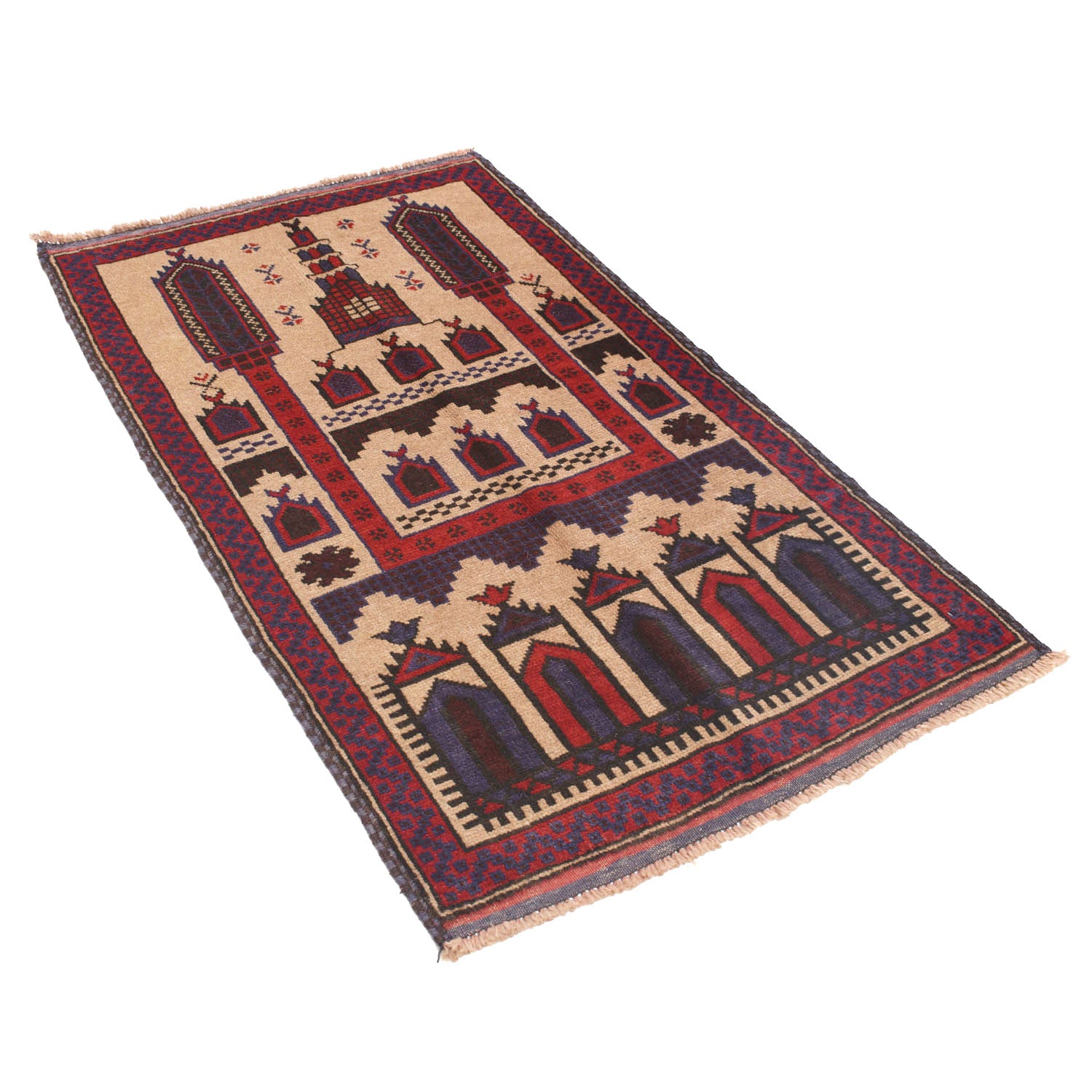 Handmade Prayer Rug 2' 10" x 4' 8" ft / 86 x 141 cm - W11792